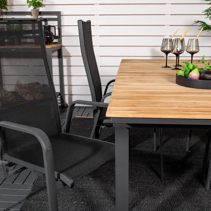 Matgrupp Utomhus Venture Home Meya 160/240 med 4 Copacabana Trädgårdsstolar