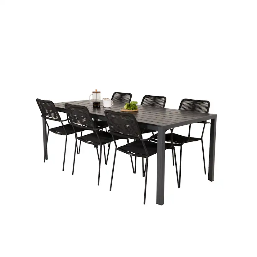 Matgrupp Utomhus Venture Home Bront 205/90 med 6 Leon KarmTrädgårdsstolar