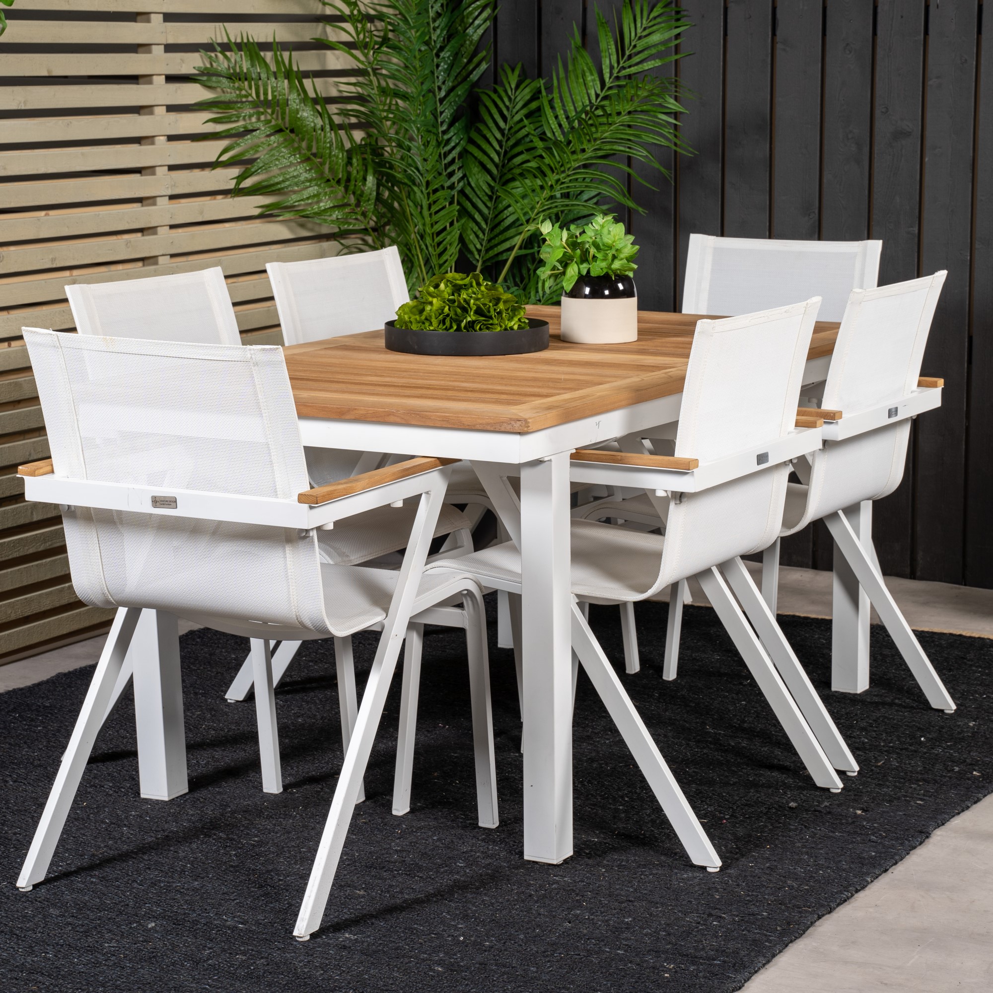 Matgrupp Utomhus Venture Home Perla 160/240 med 6 Meya Trädgårdsstolar