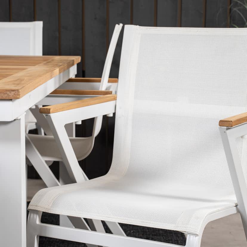 Matgrupp Utomhus Venture Home Perla 160/240 med 6 Meya Trädgårdsstolar