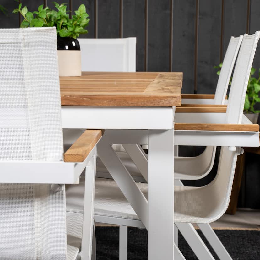 Matgrupp Utomhus Venture Home Perla 160/240 med 6 Meya Trädgårdsstolar