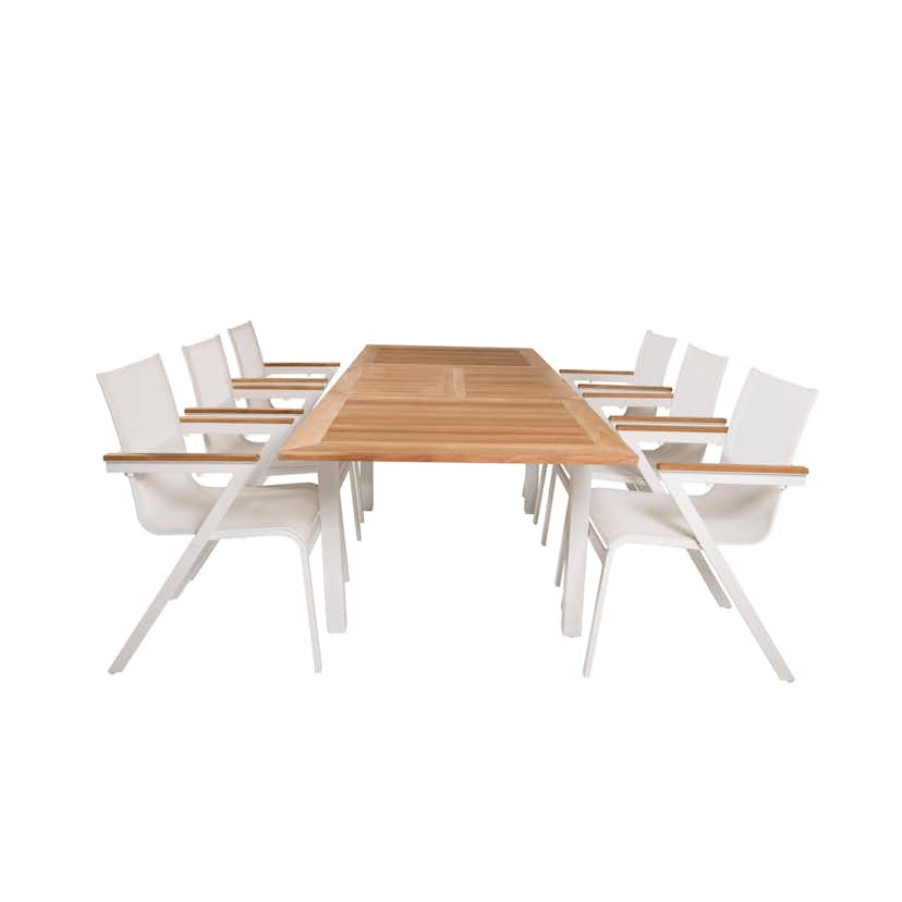 Matgrupp Utomhus Venture Home Perla 160/240 med 6 Meya Trädgårdsstolar