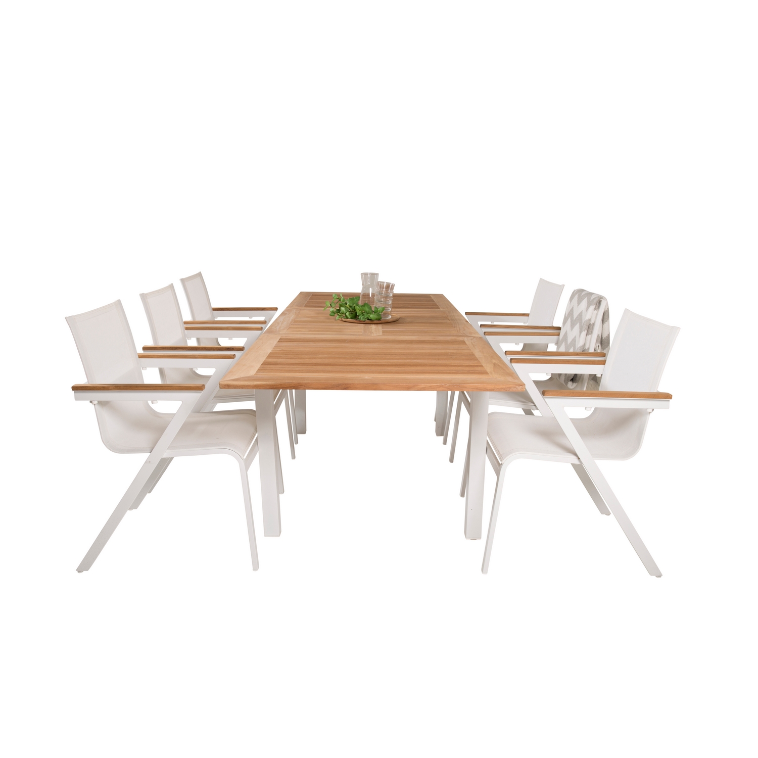 Matgrupp Utomhus Venture Home Perla 160/240 med 6 Meya Trädgårdsstolar