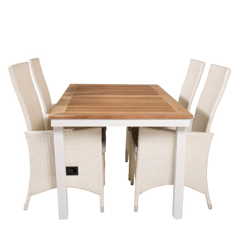 Matgrupp Utomhus Venture Home Perla 160/240 med 4 Pishi Trädgårdsstolar