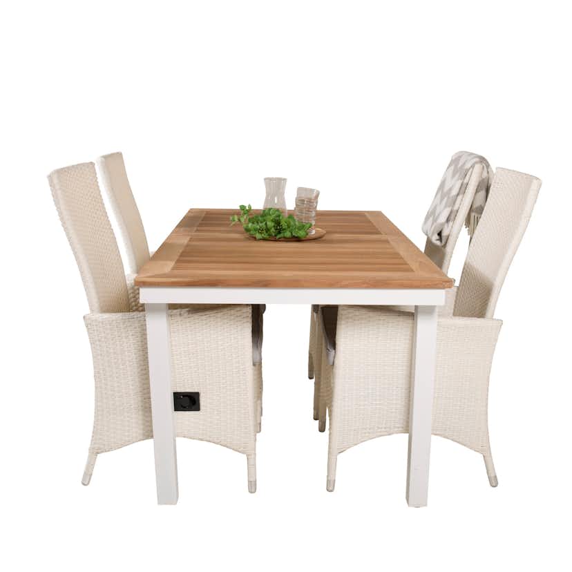 Matgrupp Utomhus Venture Home Perla 160/240 med 4 Pishi Trädgårdsstolar