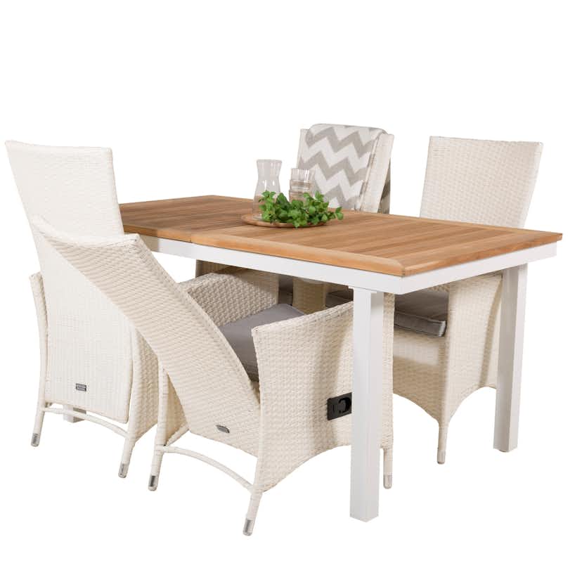 Matgrupp Utomhus Venture Home Perla 160/240 med 4 Pishi Trädgårdsstolar