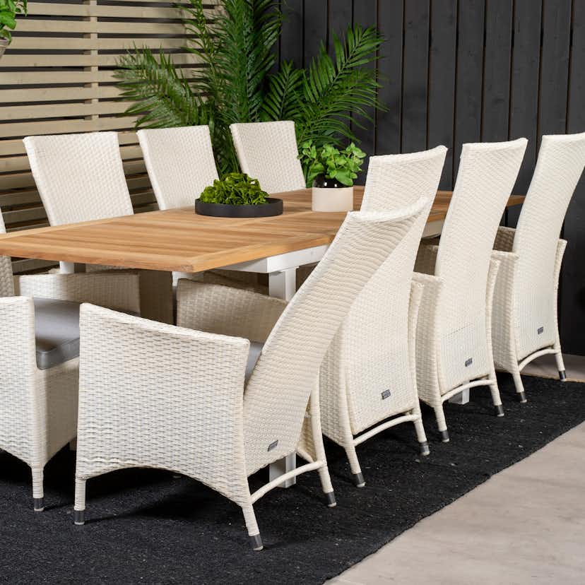 Matgrupp Utomhus Venture Home Perla 160/240 med 8 Pishi KarmTrädgårdsstolar