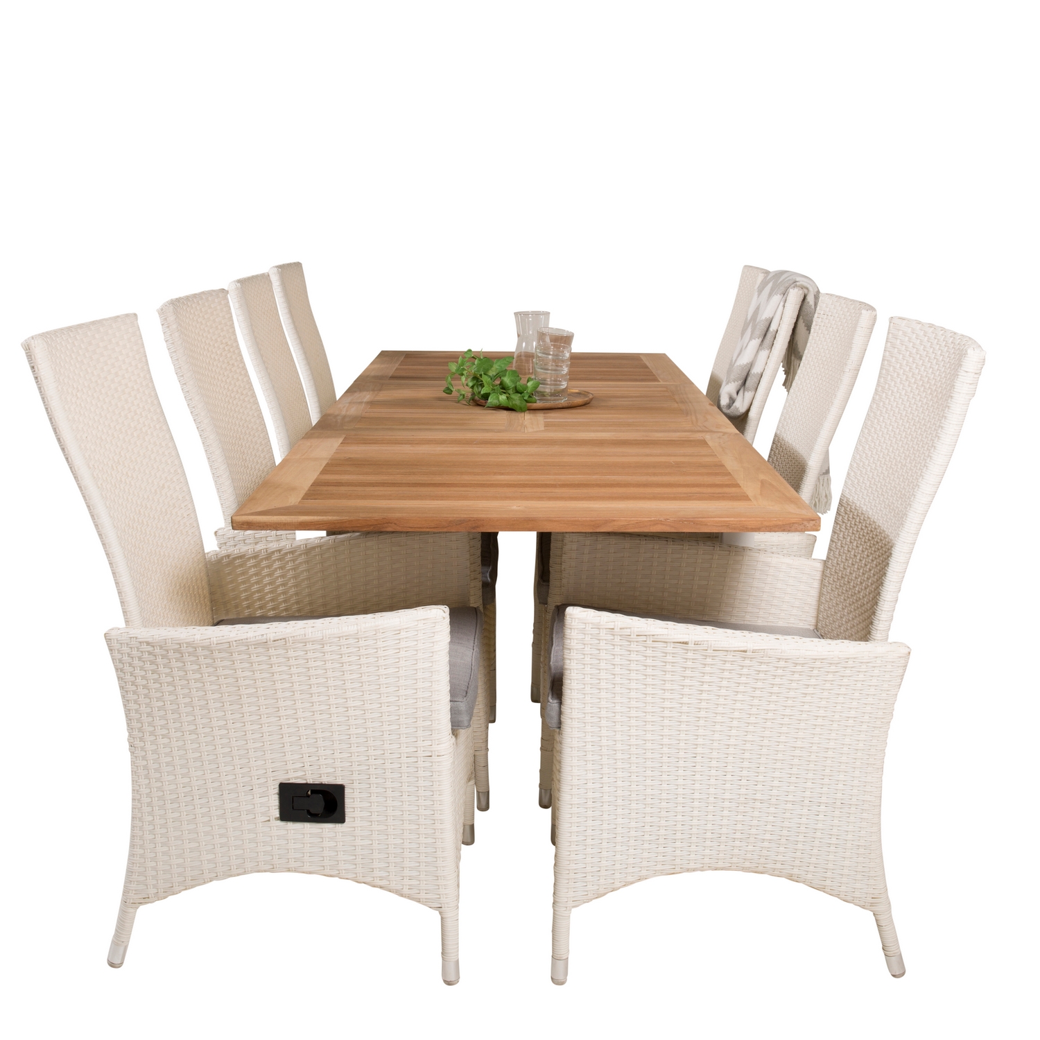 Matgrupp Utomhus Venture Home Perla 160/240 med 8 Pishi KarmTrädgårdsstolar