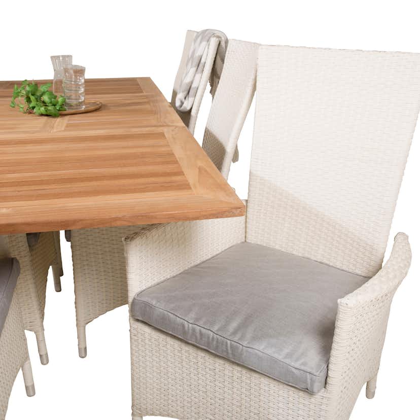 Matgrupp Utomhus Venture Home Perla 160/240 med 8 Pishi KarmTrädgårdsstolar