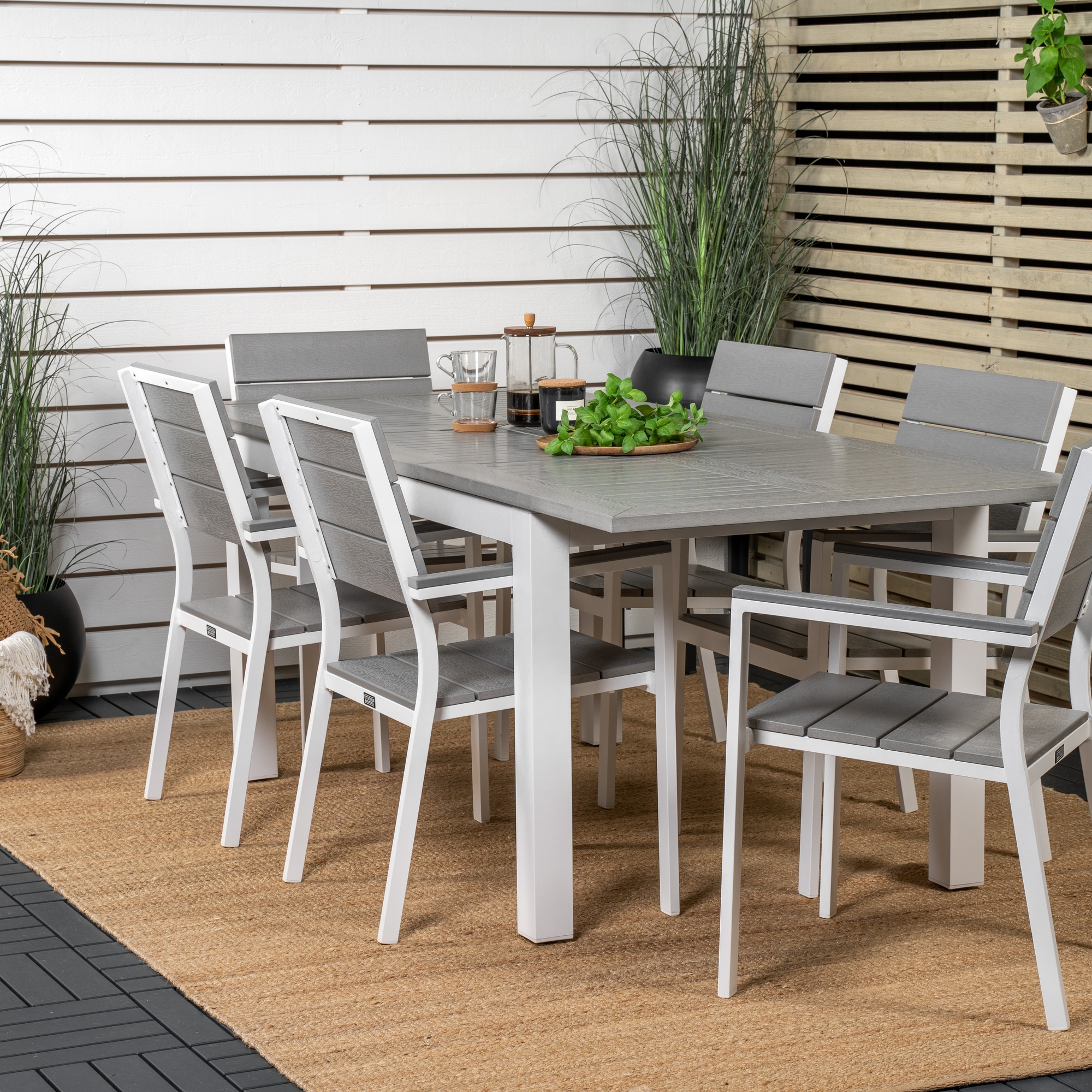 Matgrupp Venture Home Aleyna 152/210 med 6 Lova Matstolar