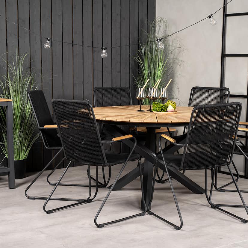 Matgrupp Utomhus Venture Home Mexico med 6 Bois Trädgårdsstolar