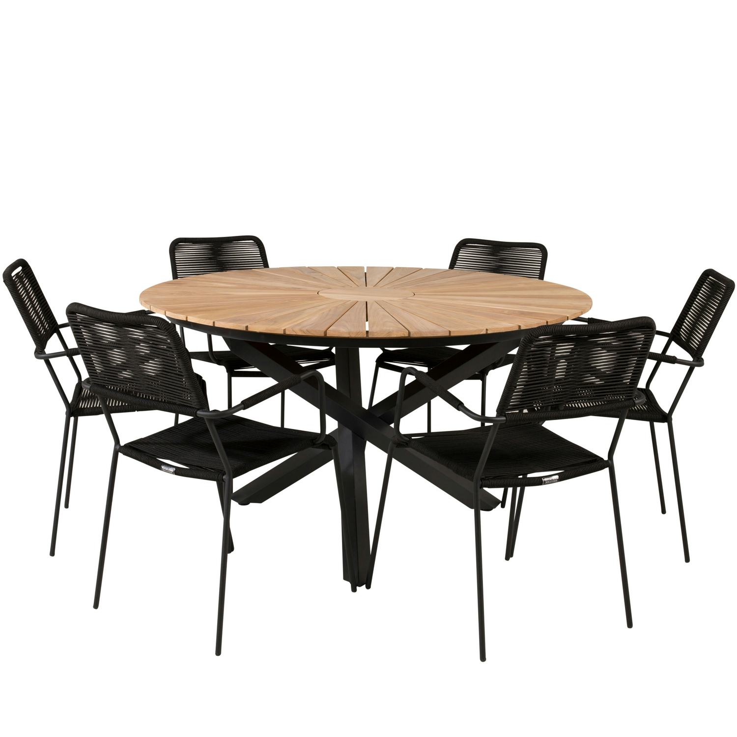 Matgrupp Venture Home Meya Ø140 med 6 Leon Karmstolar