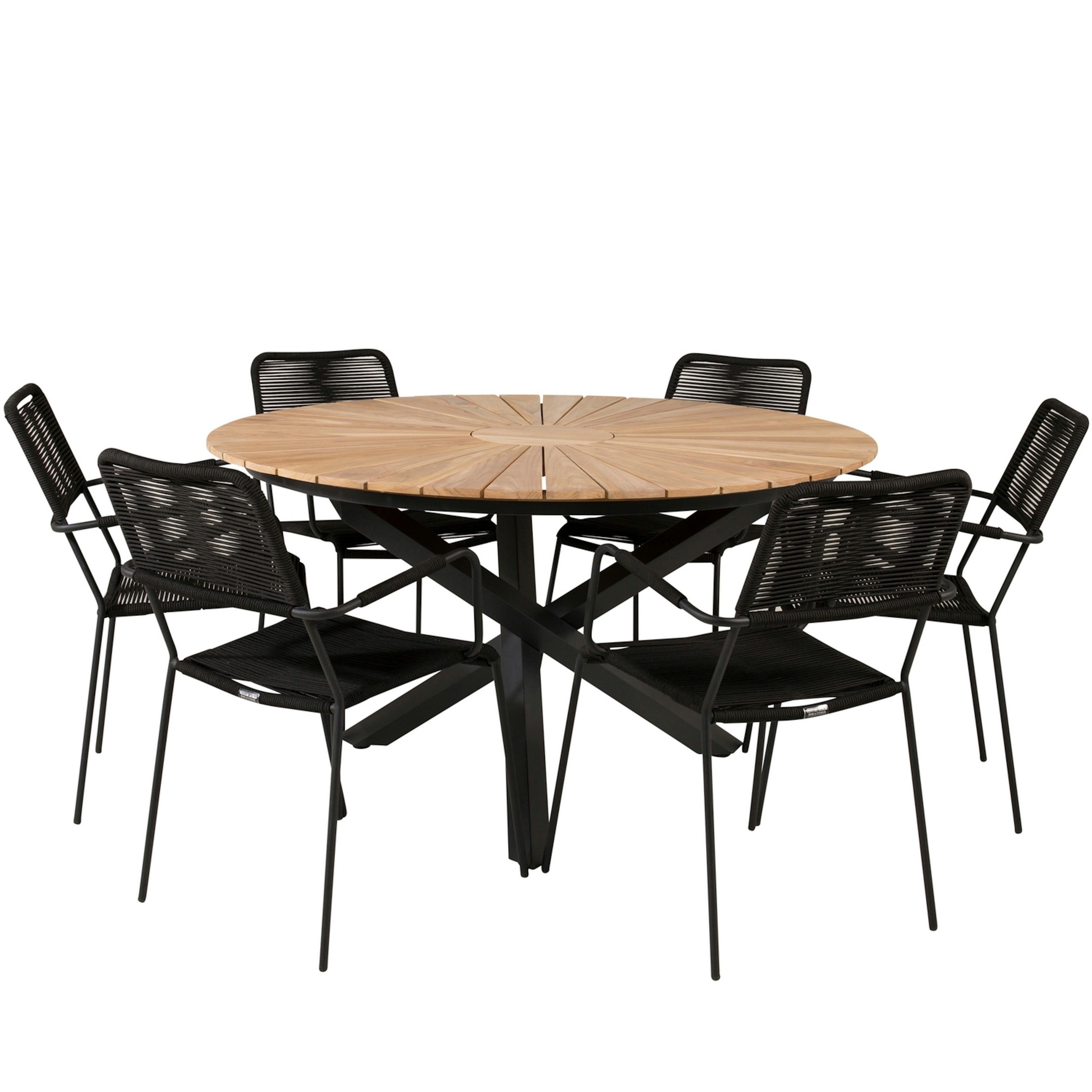 Matgrupp Venture Home Meya Ø140 med 6 Leon Karmstolar