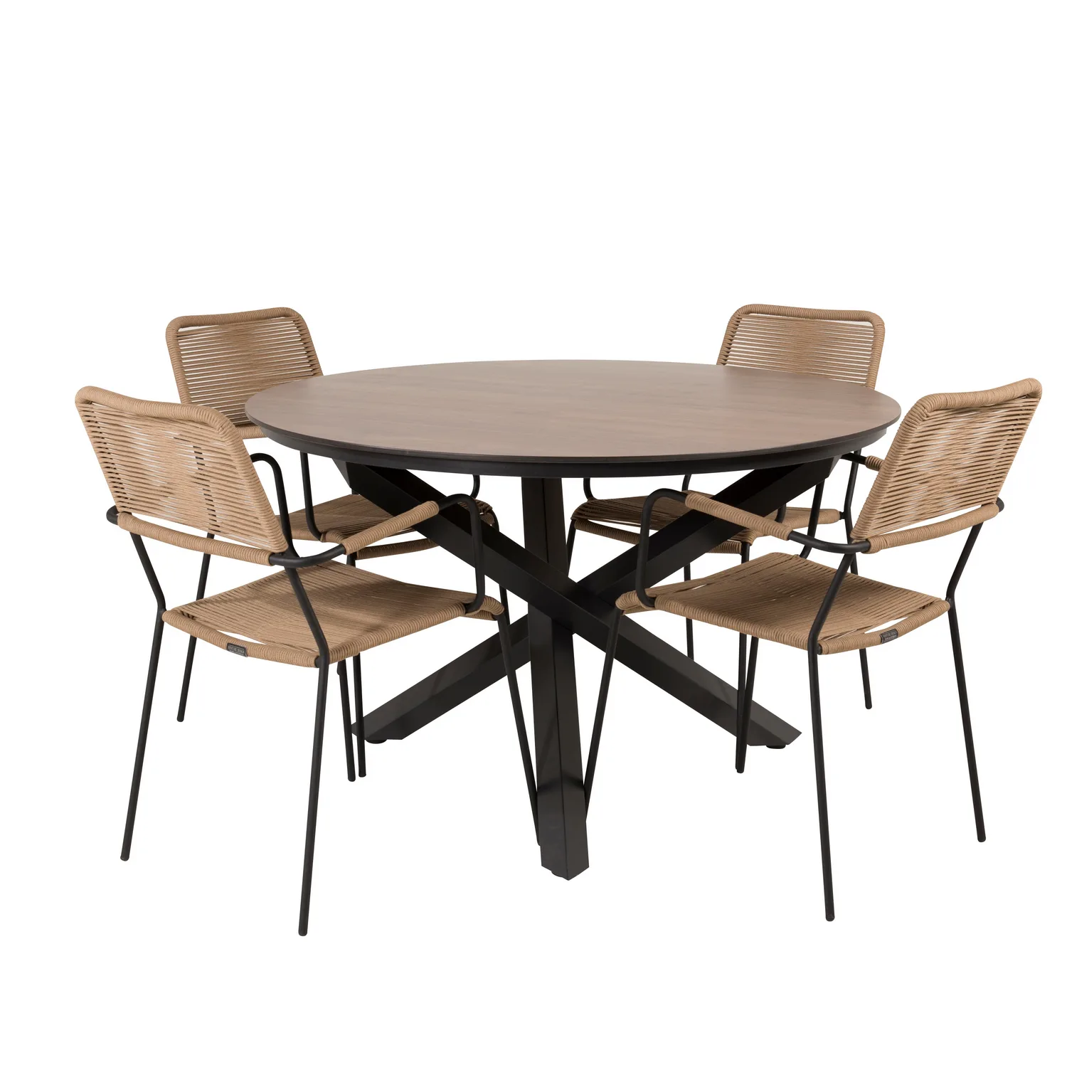 Matgrupp Venture Home Lea Ø120 med 4 Leon Karmstolar