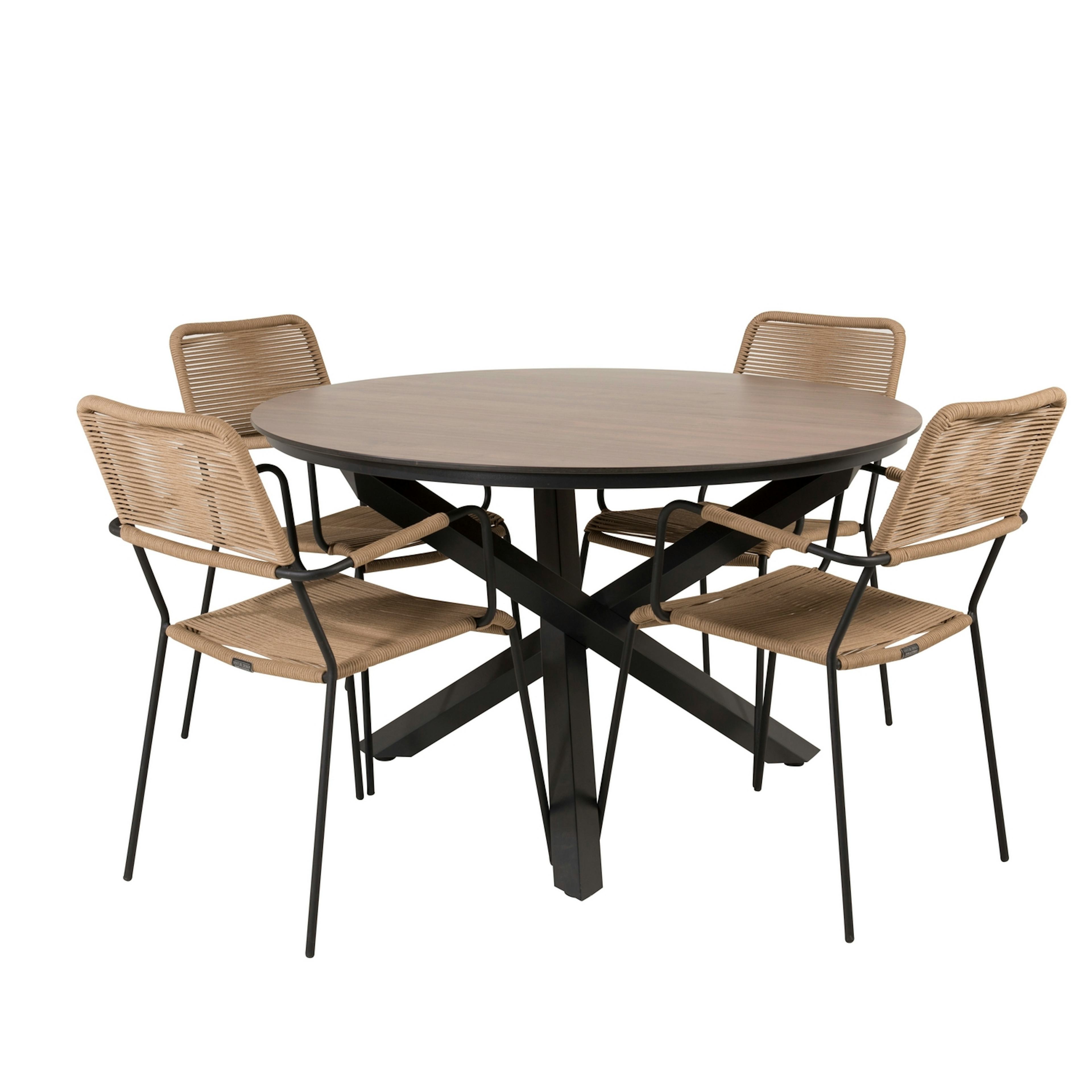 Matgrupp Venture Home Lea Ø120 med 4 Leon Karmstolar