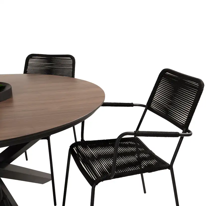 Matgrupp Venture Home Lea Ø120 med 4 Leon Karmstolar