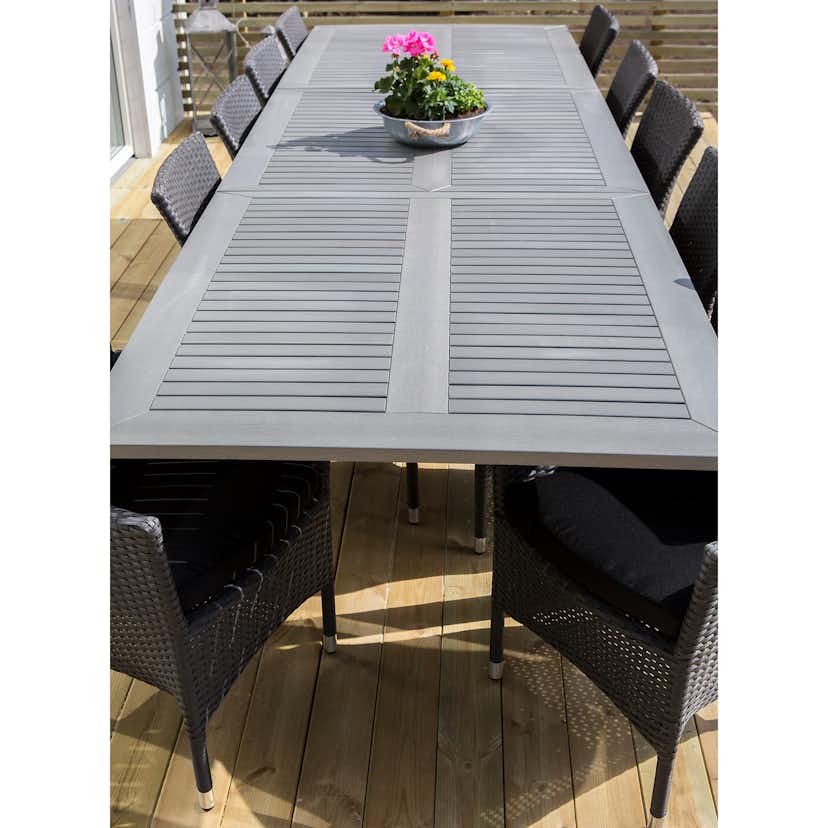 Matgrupp Utomhus Venture Home Albany 224-324x100 cm med 10 Malin KarmTrädgårdsstolar