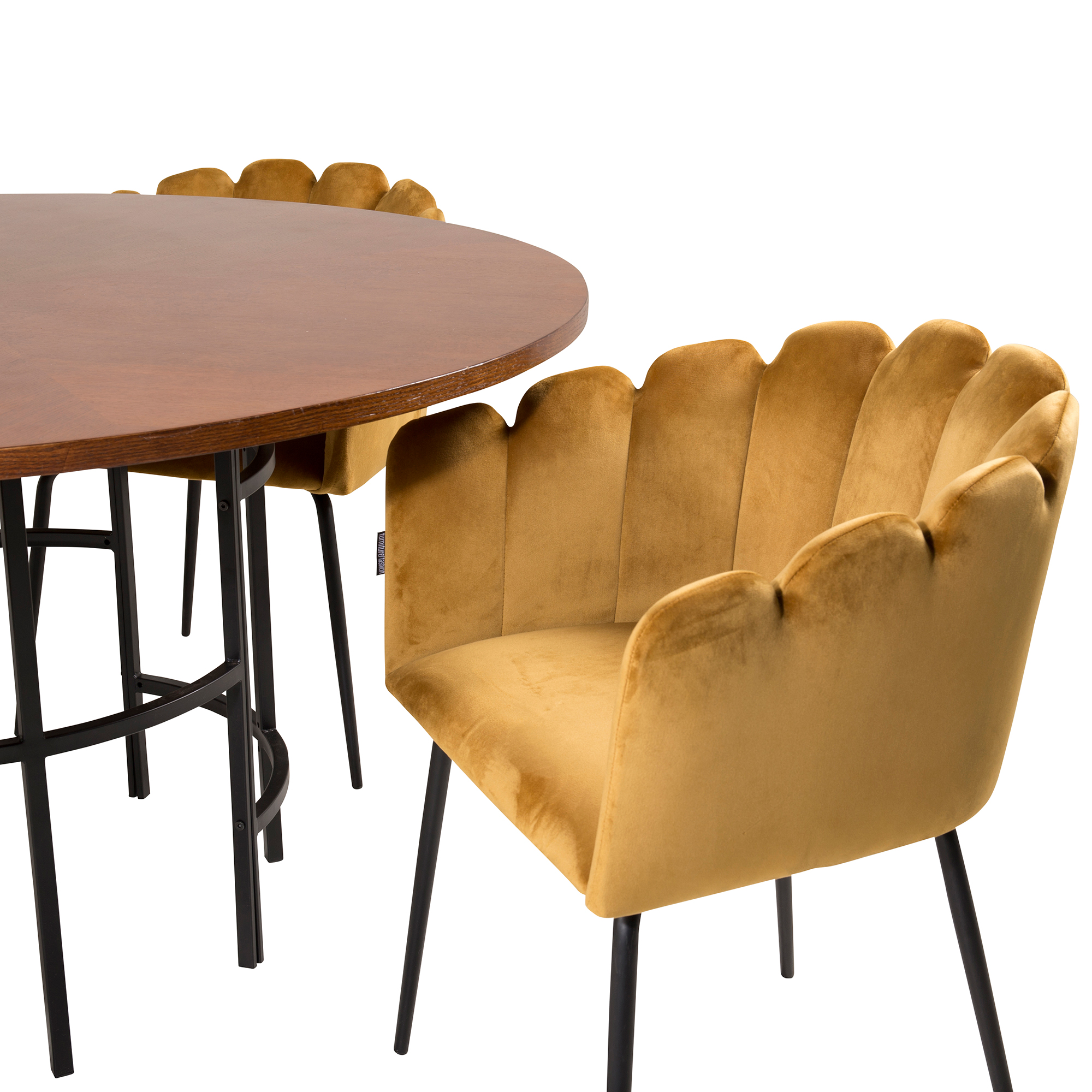 Matgrupp Venture Home Copenhagen med 4 Limhamn Guld Stolar