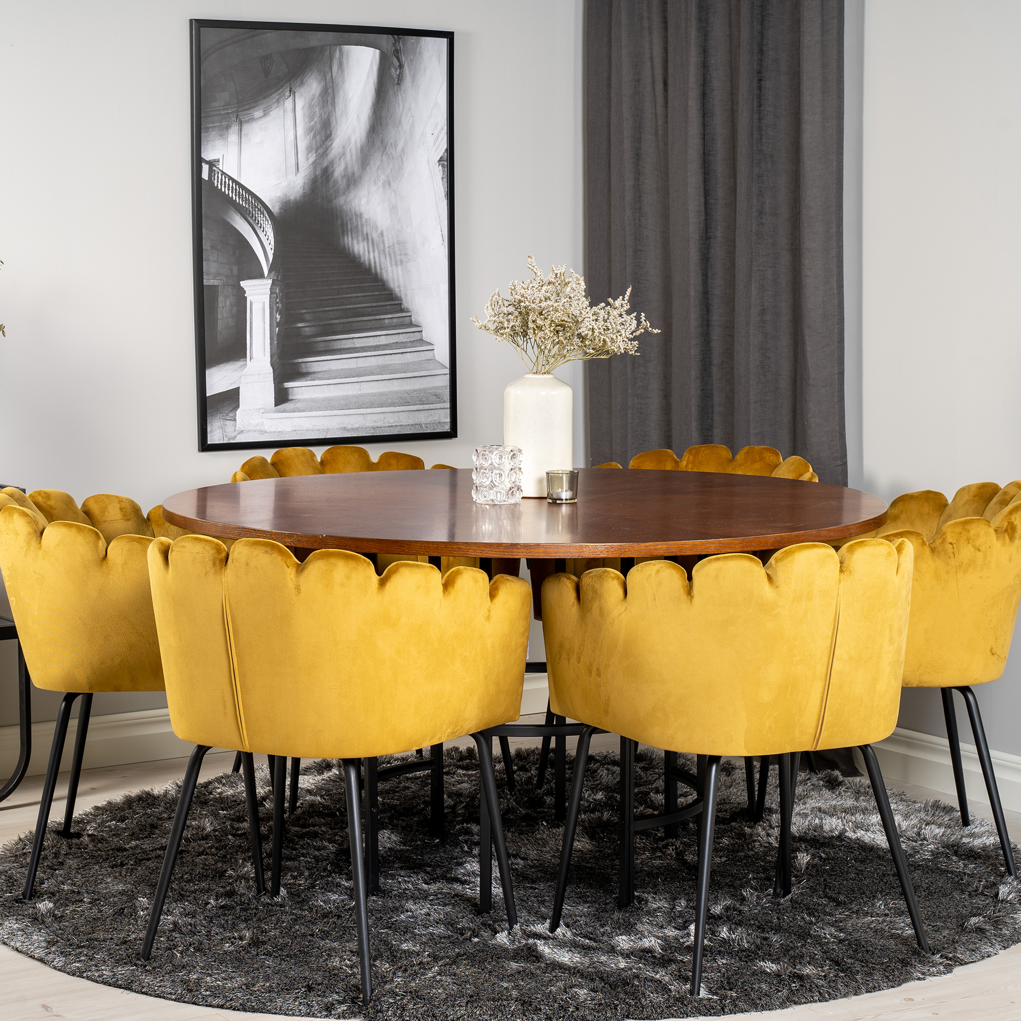 Matgrupp Venture Home Copenhagen med 6 Limhamn Guld Stolar