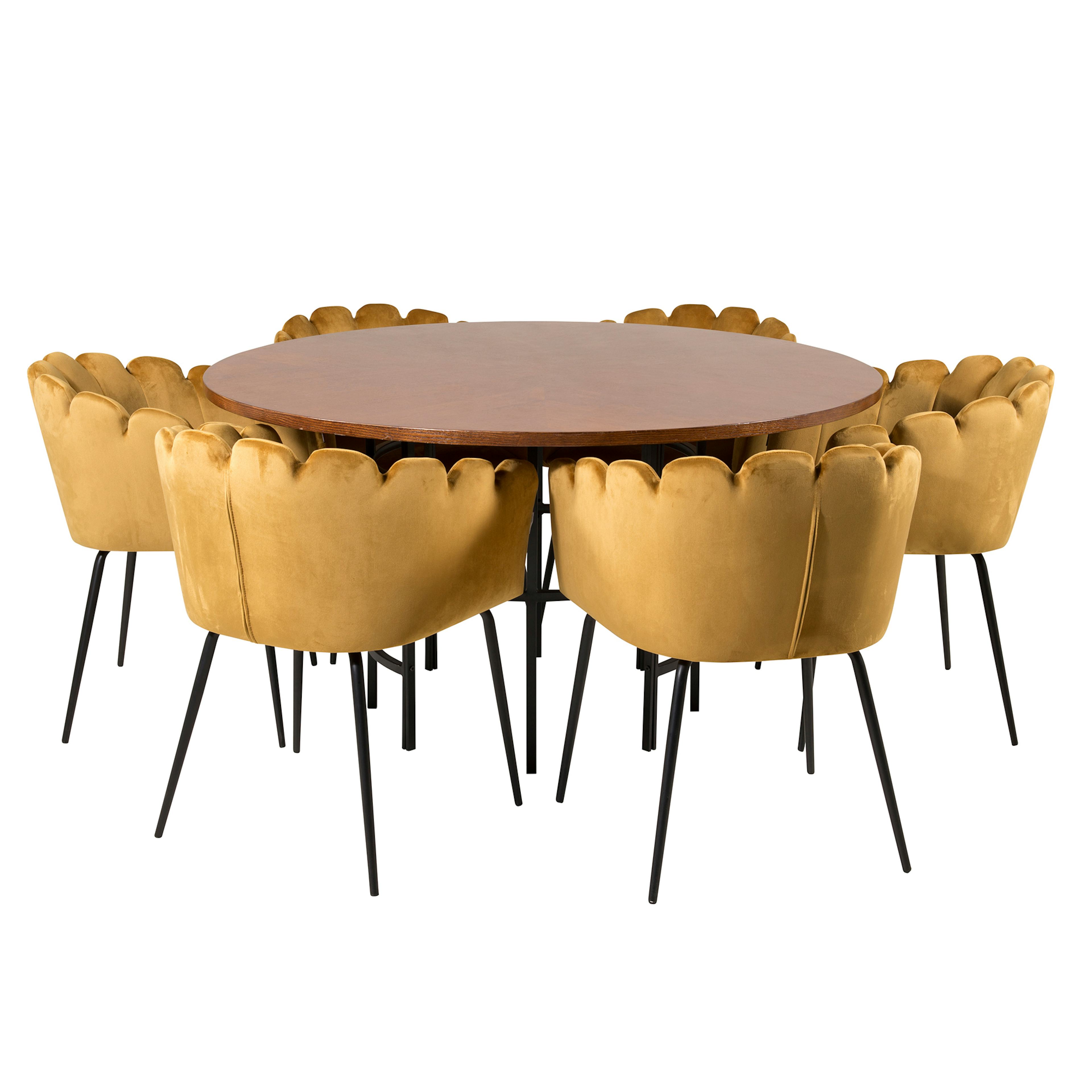 Matgrupp Venture Home Copenhagen med 6 Limhamn Guld Stolar