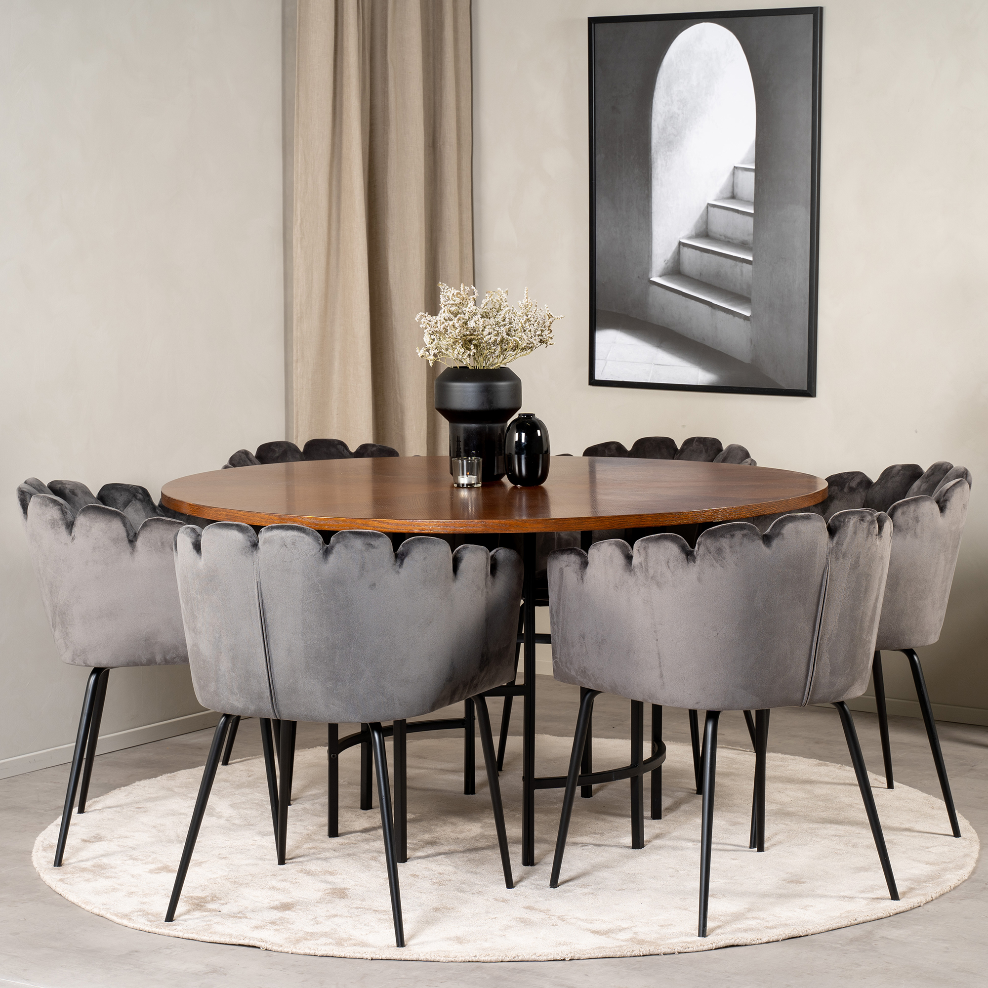 Matgrupp furniture/fashion Copenhagen med 6 Gråa Limhamn Stolar