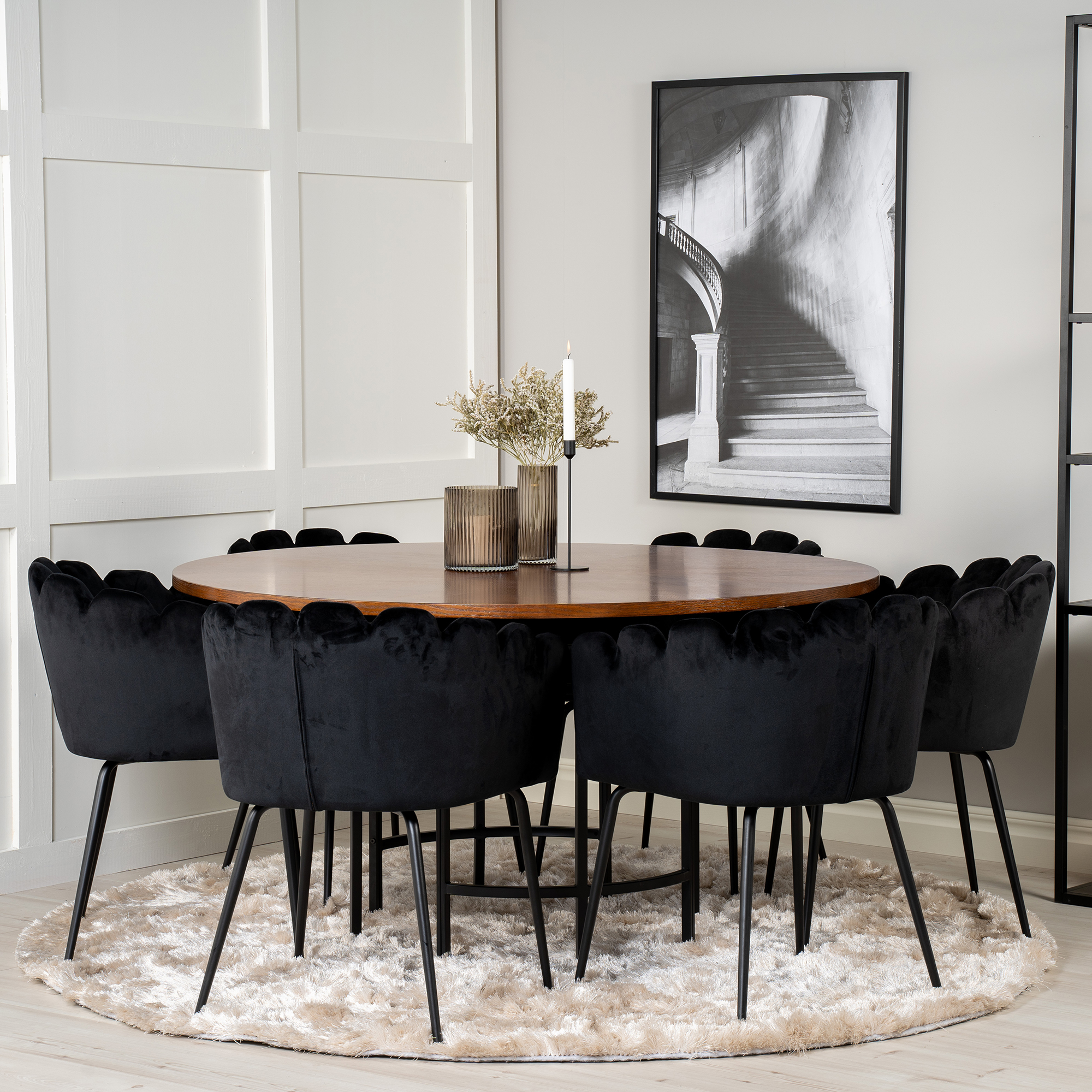 Matgrupp furniture/fashion Copenhagen med 6 Svarta Limhamn Stolar