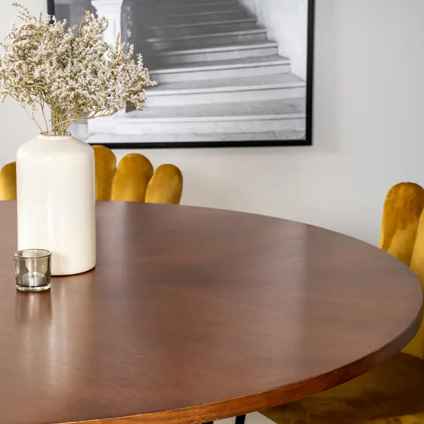 Matgrupp Venture Home Copenhagen med 6 Limhamn Light Guld Stolar