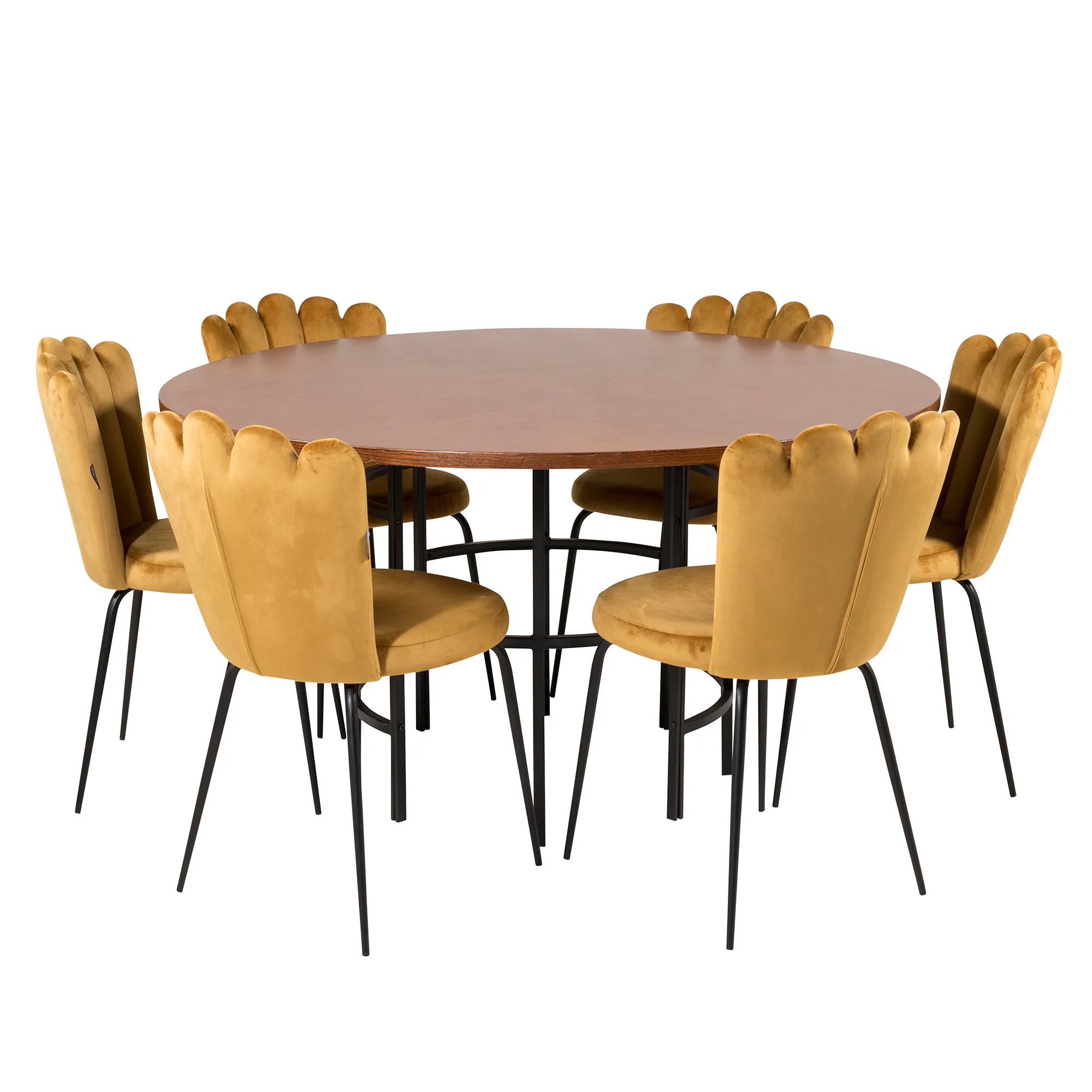 Matgrupp Venture Home Copenhagen med 6 Limhamn Light Guld Stolar