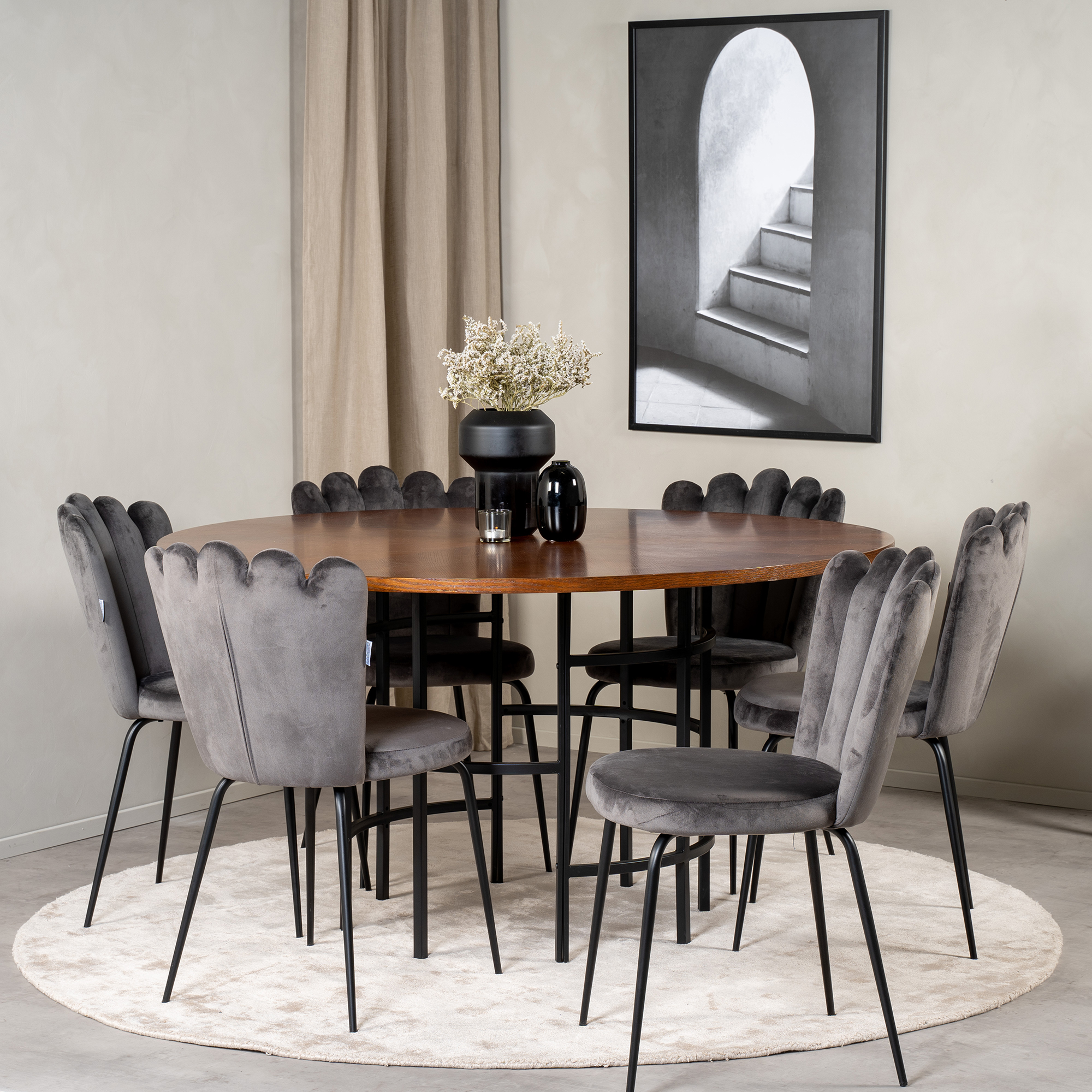 Matgrupp furniture/fashion Copenhagen med 6 Gråa Limhamn Light Stolar