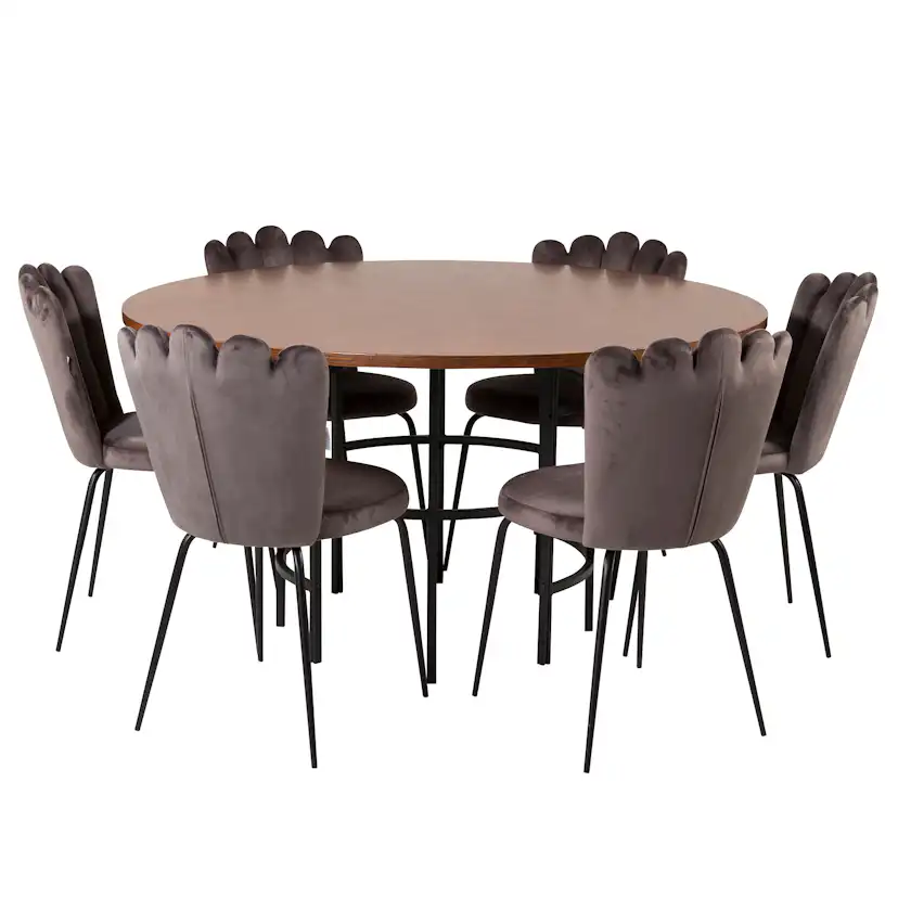 Matgrupp furniture/fashion Copenhagen med 6 Gråa Limhamn Light Stolar