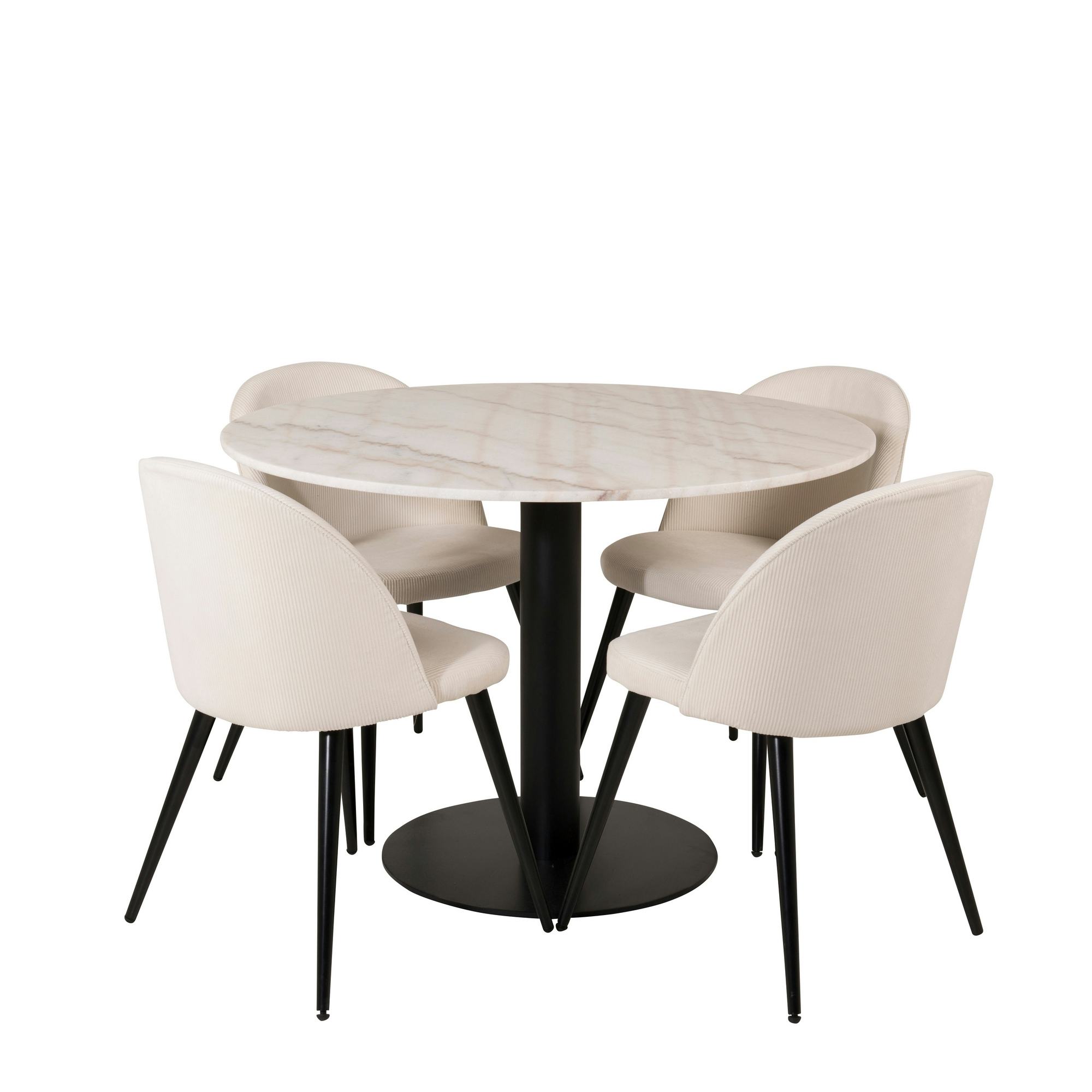 Matgrupp Venture Home Estelle Rund Rund med 4 Valentina Stolar