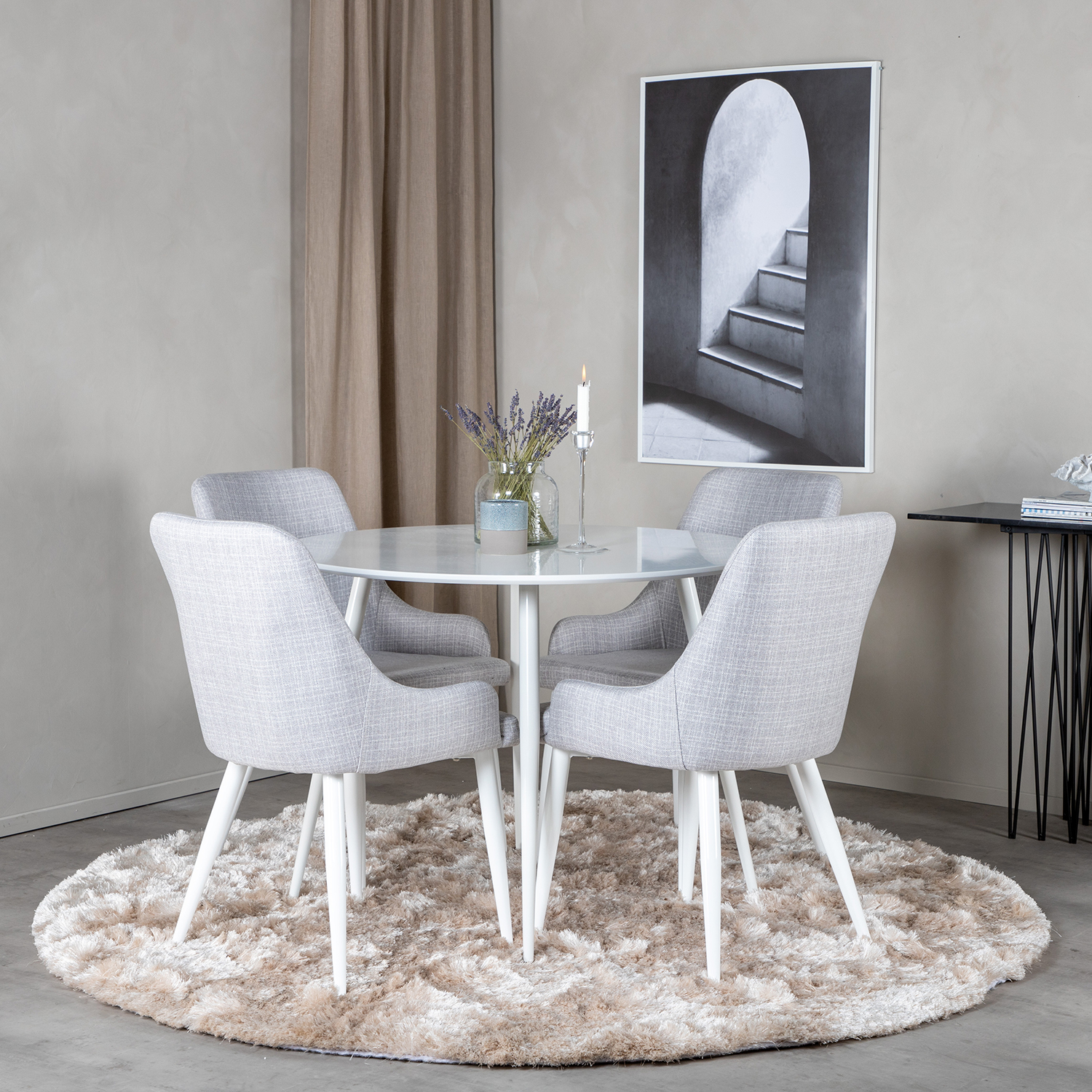 Matgrupp Venture Home Plake med 4 Plake Stolar Runt