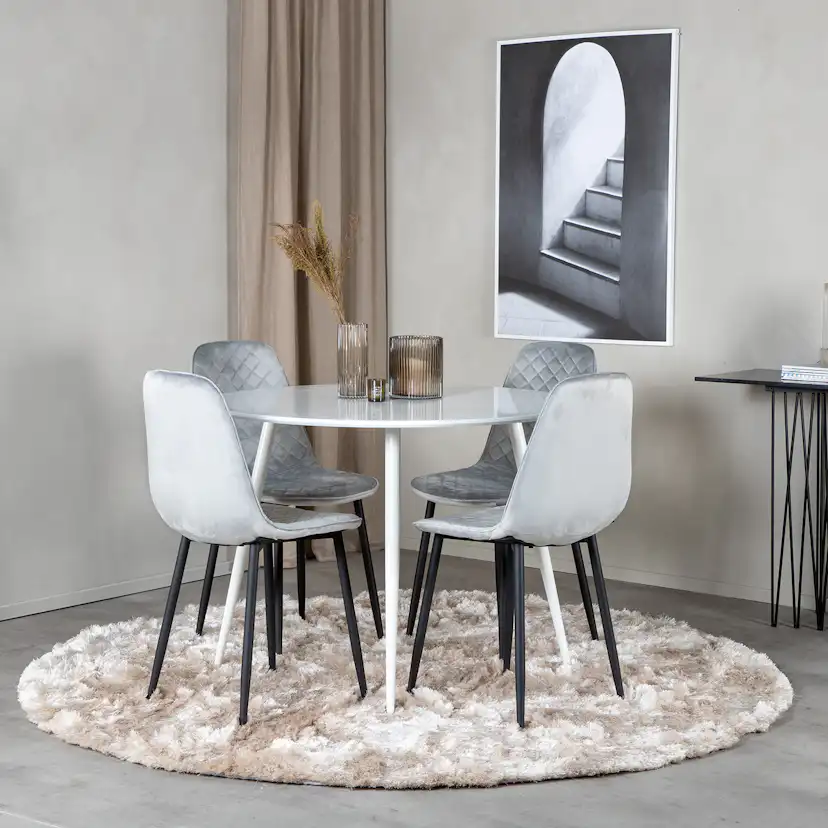 Matgrupp Venture Home Plake med 4 Phoi Stolar Sammet Runt