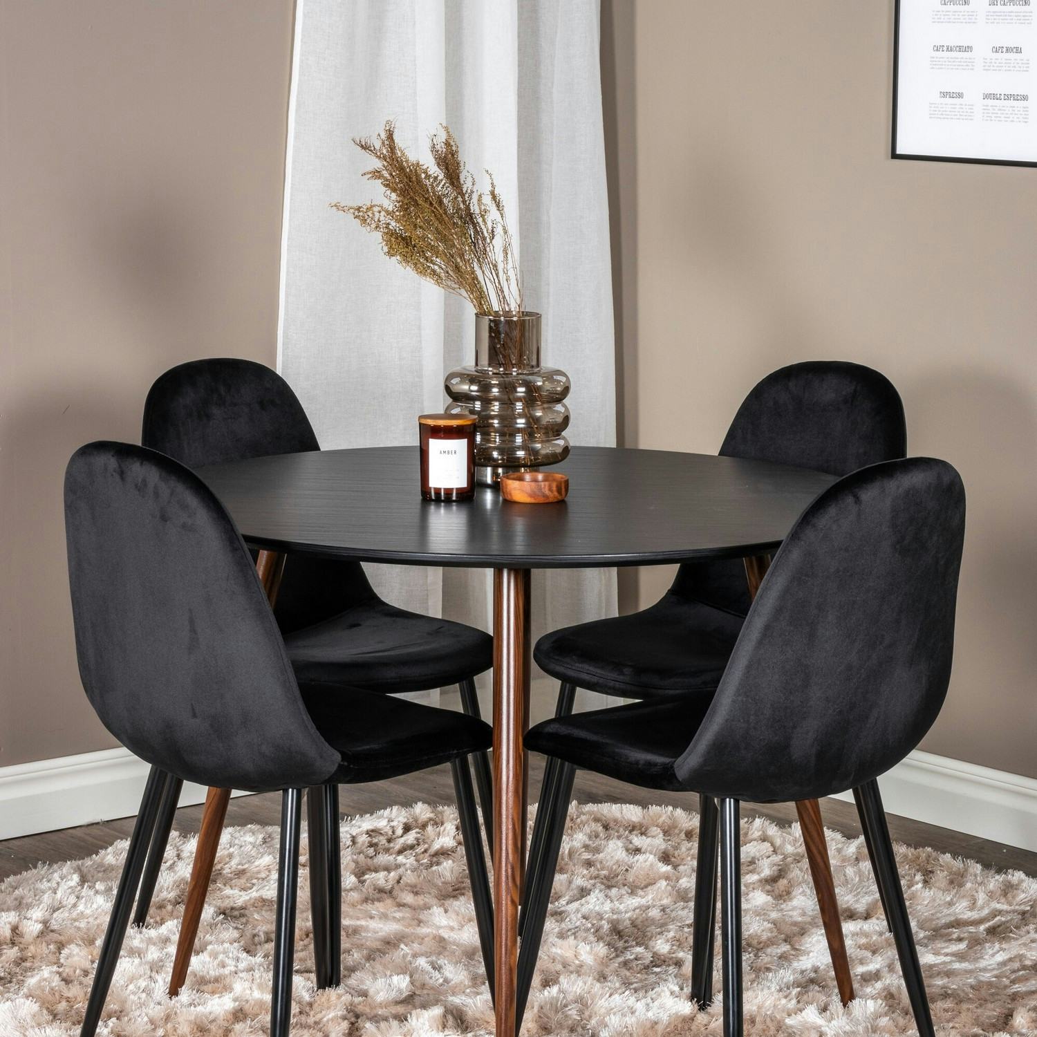 Matgrupp Venture Home Plake med 4 Pobbie Stolar Sammet Runt