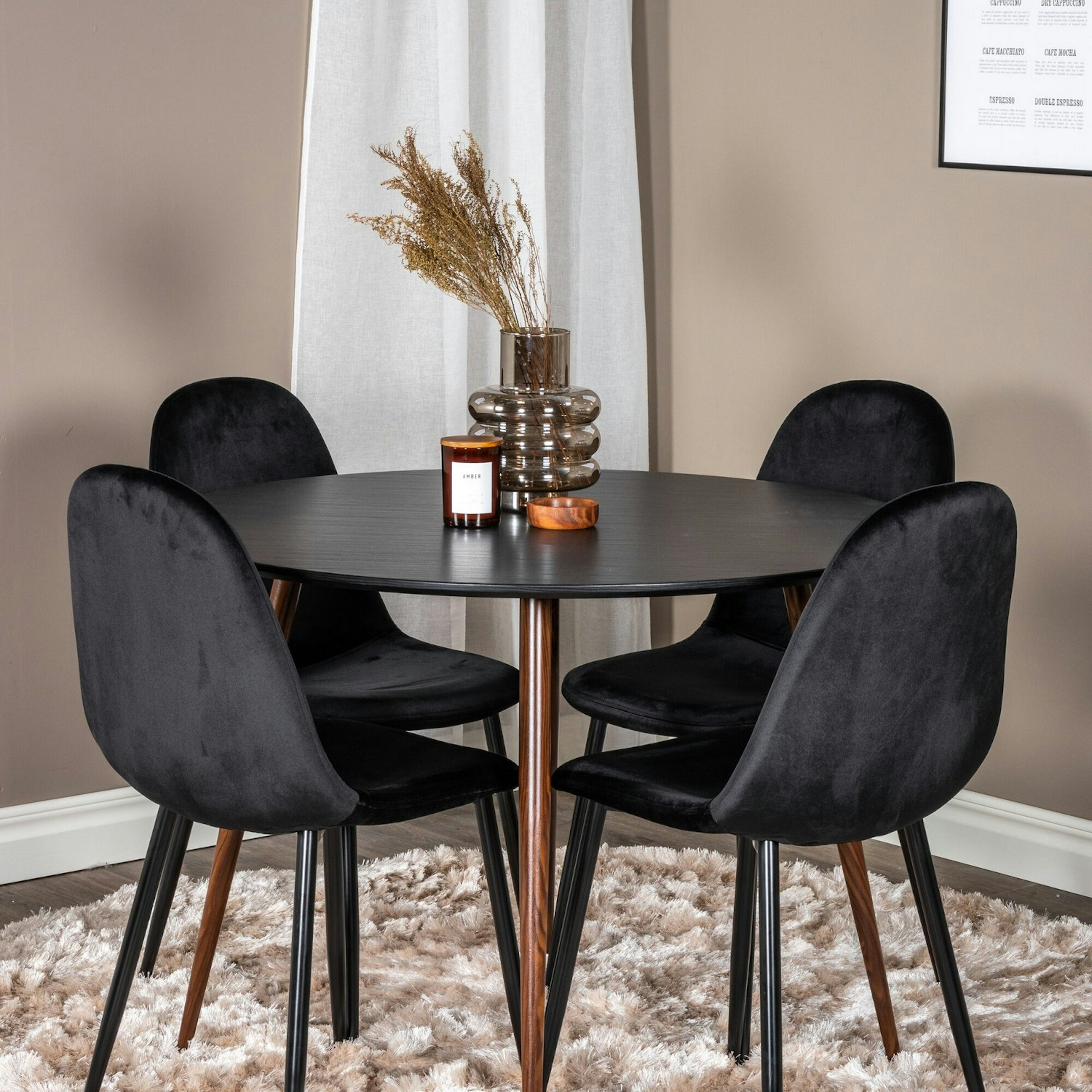 Matgrupp Venture Home Plake med 4 Pobbie Stolar Sammet Runt