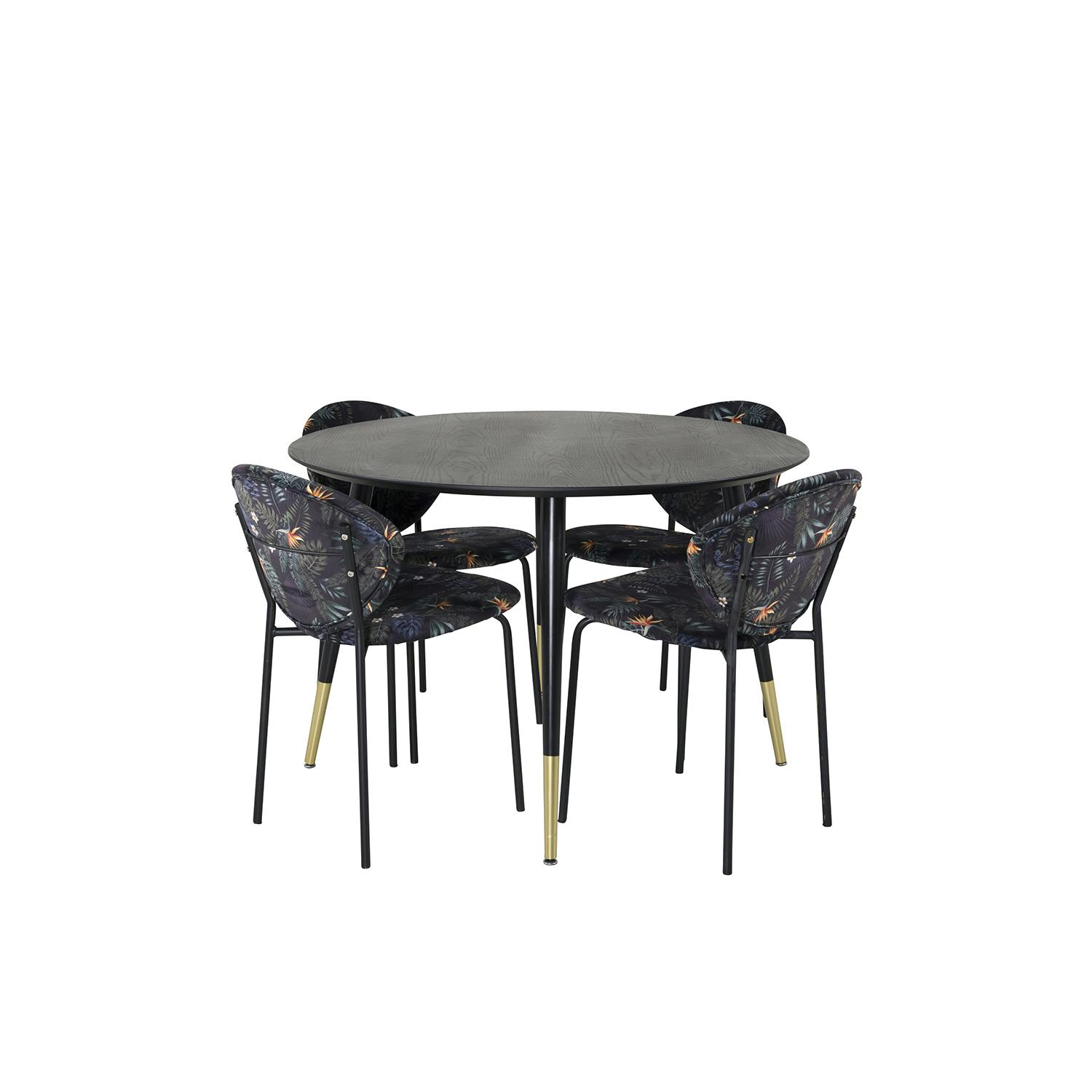 Matgrupp Venture Home Disa Rund med 4 Valor Stolar