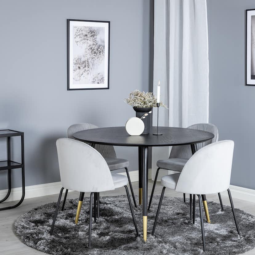 Matgrupp Venture Home Dipp Ø115 cm med 4 Wrinkles Stolar