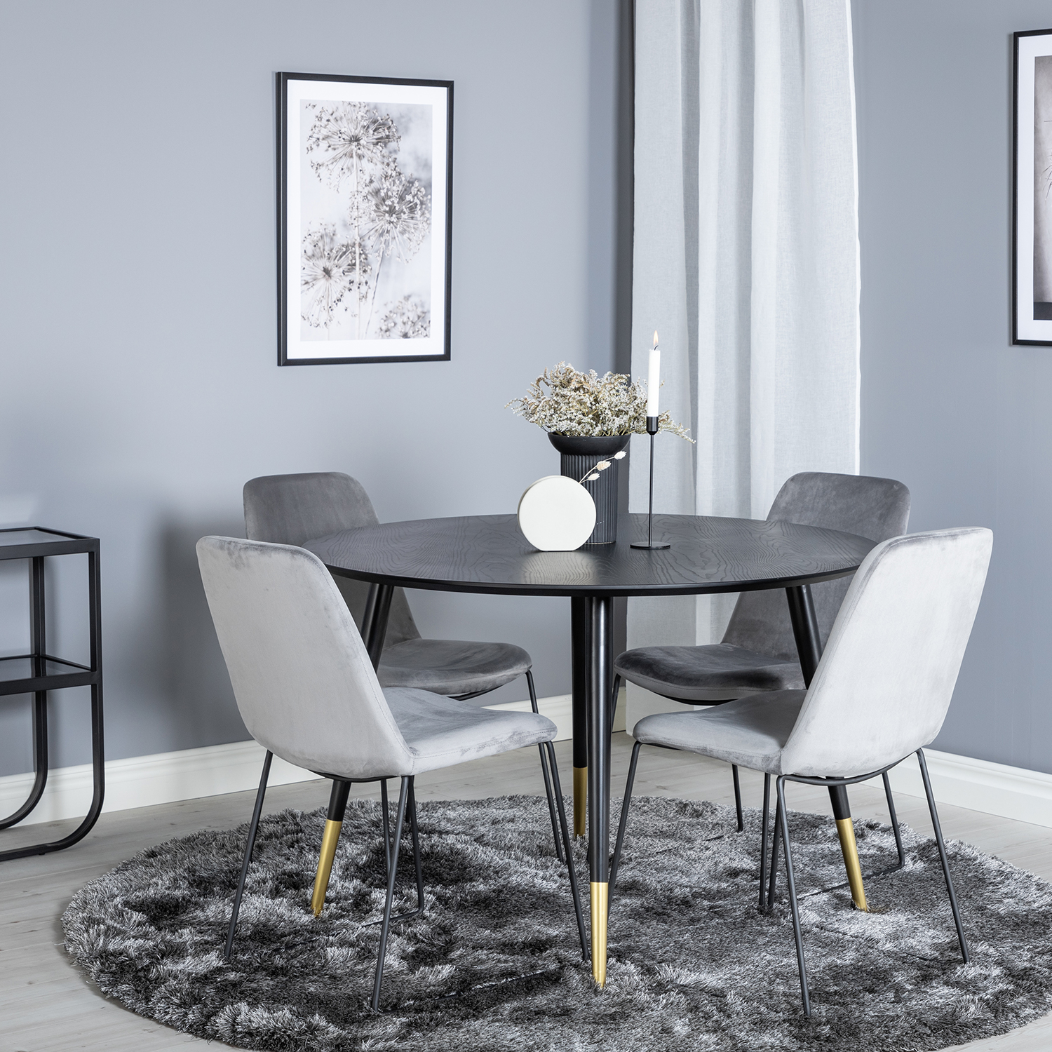 Matgrupp Venture Home Dipp Ø115 cm med 4 Muce Stolar