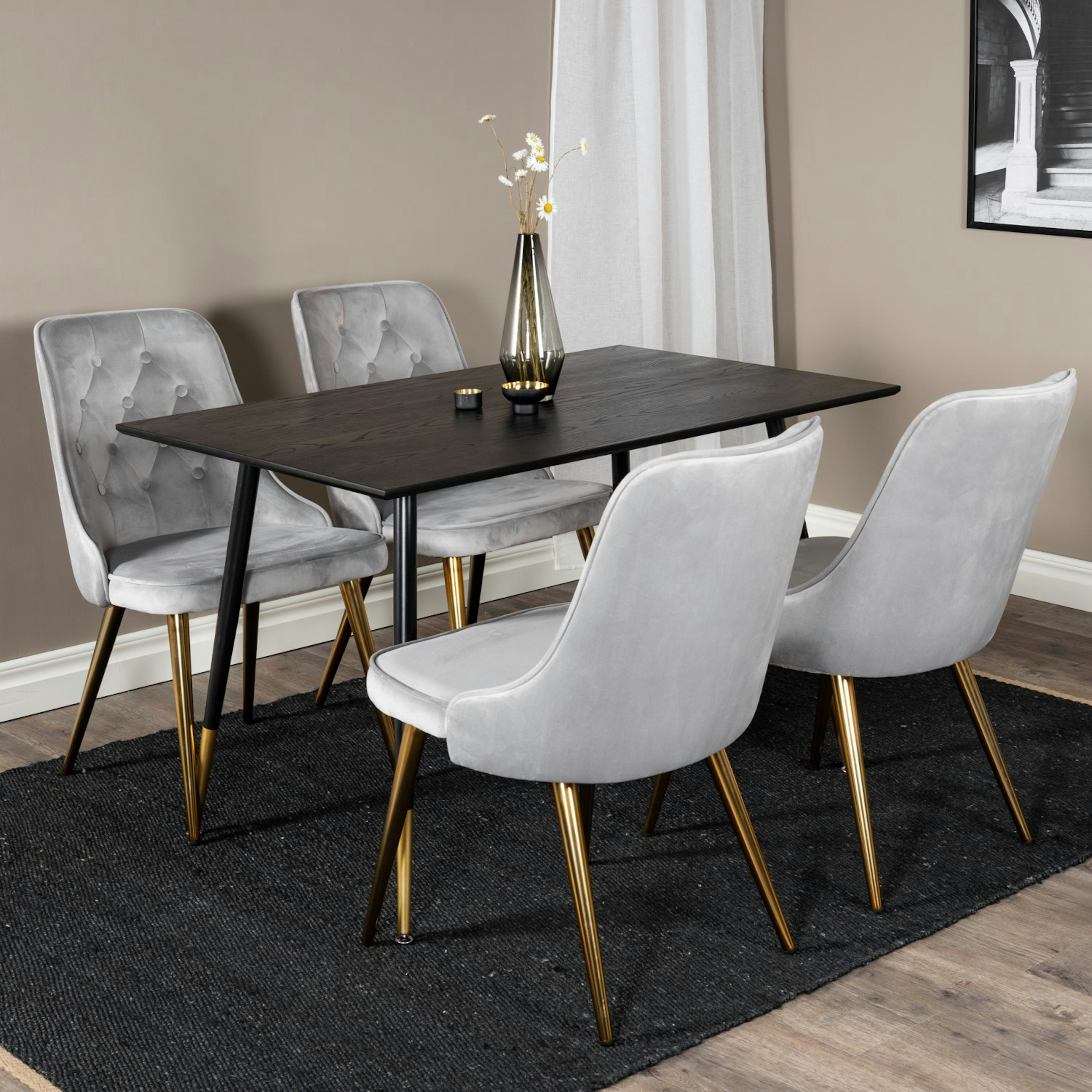 Matgrupp Venture Home Dipp med 4 Velvet Deluxe Stolar