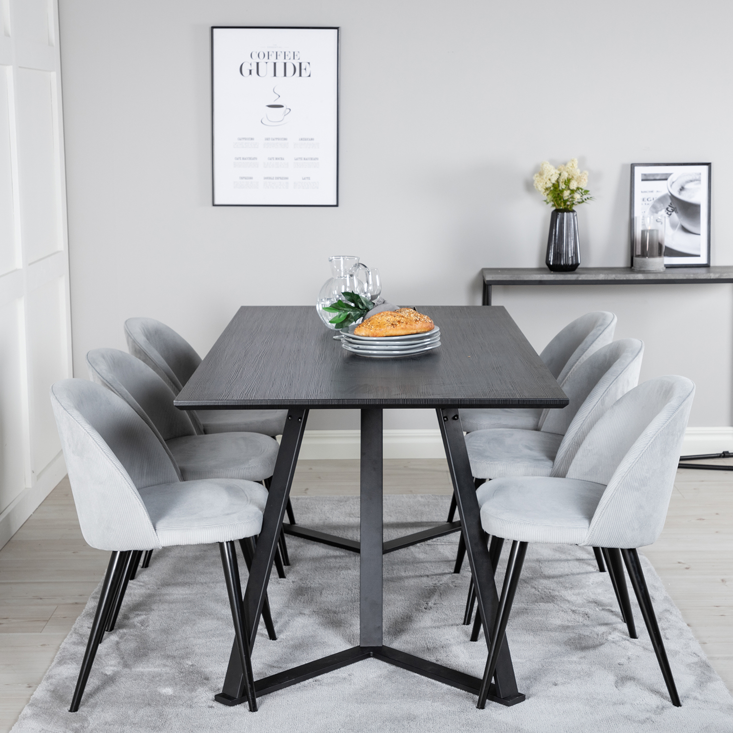 Matgrupp Venture Home Madde med 6 Valentina Stolar Manchester