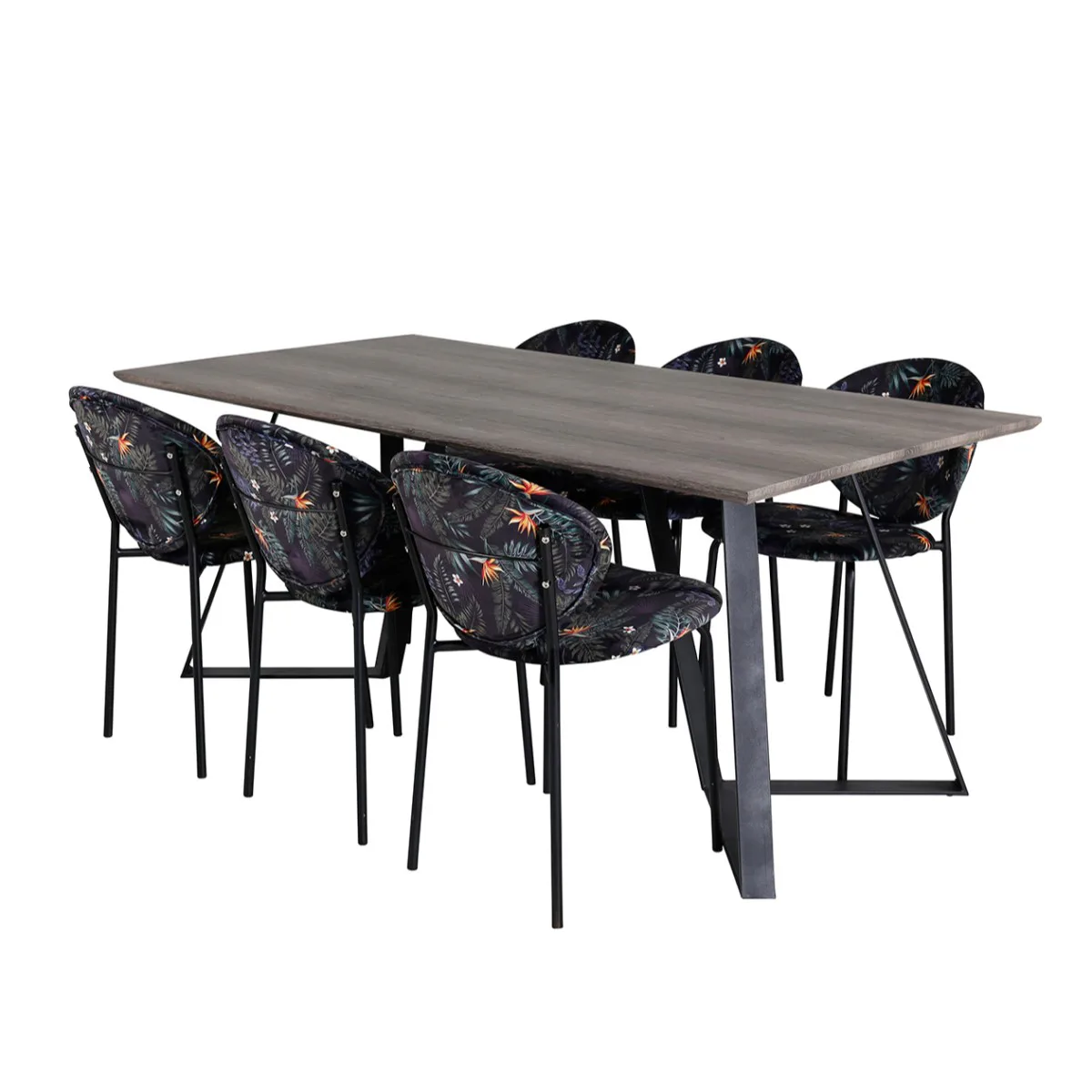 Grå/Svart/Blommönstrad