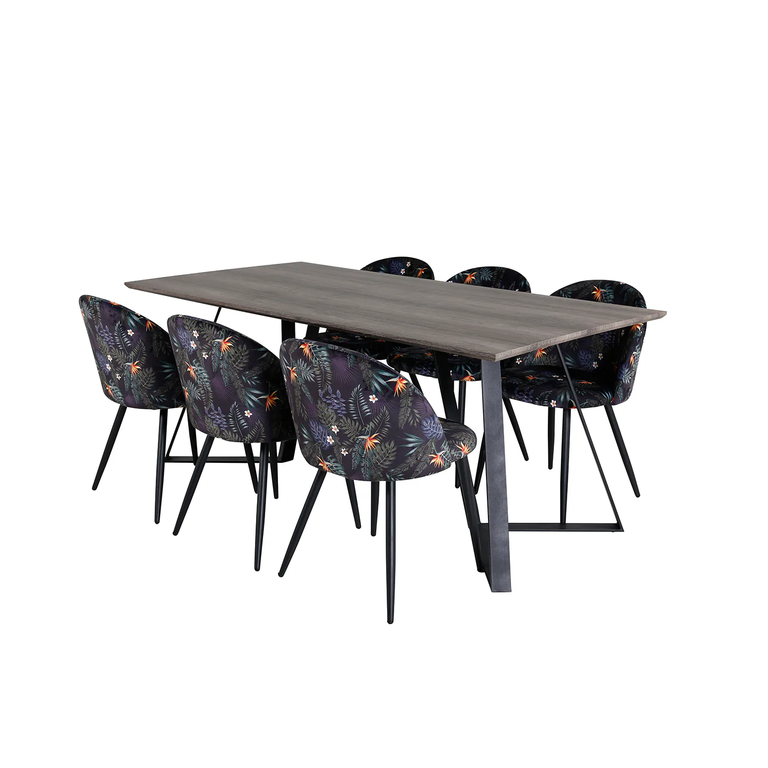 Grå/Svart/Blommönstrad