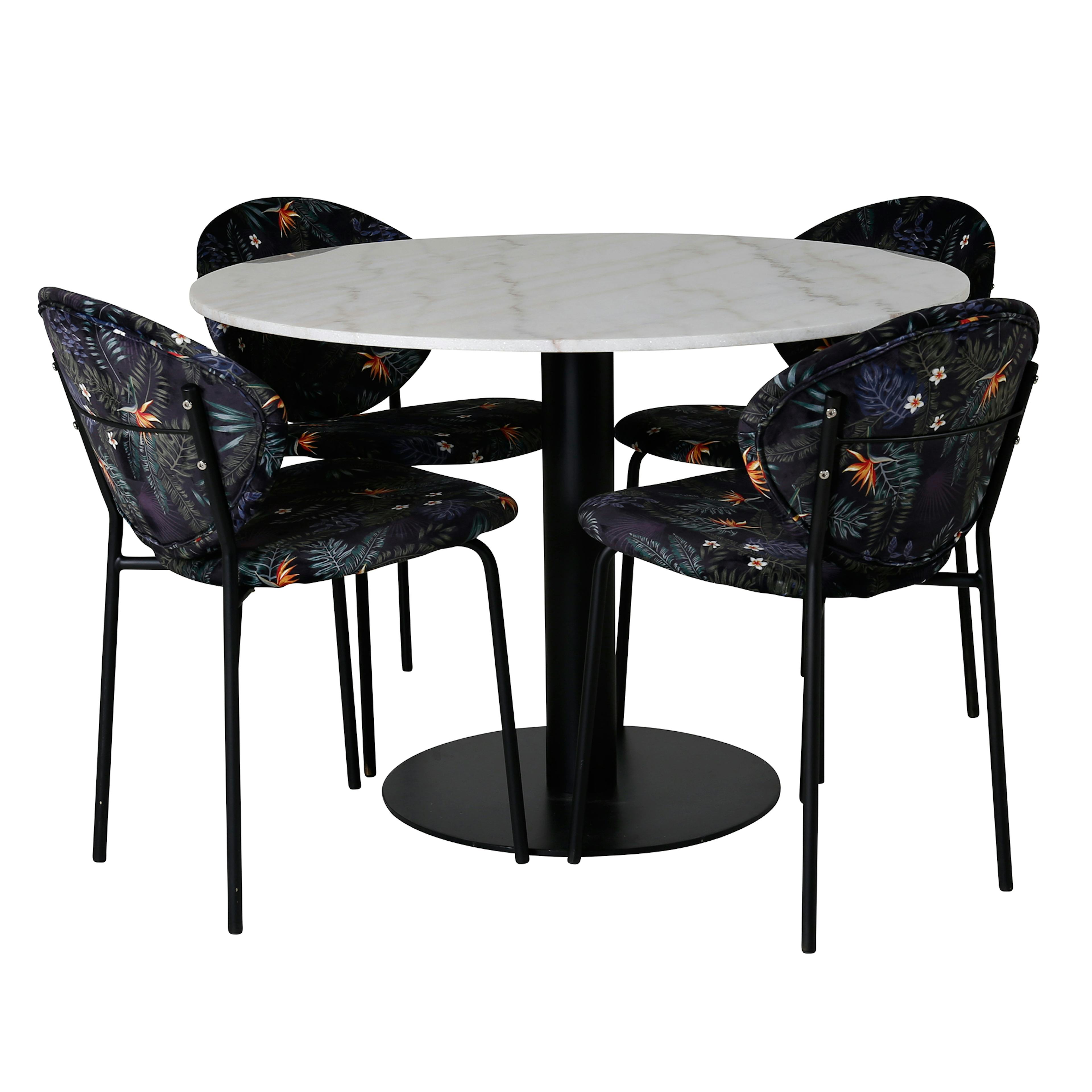 Vit/Svart/Blommönstrad/Mässing