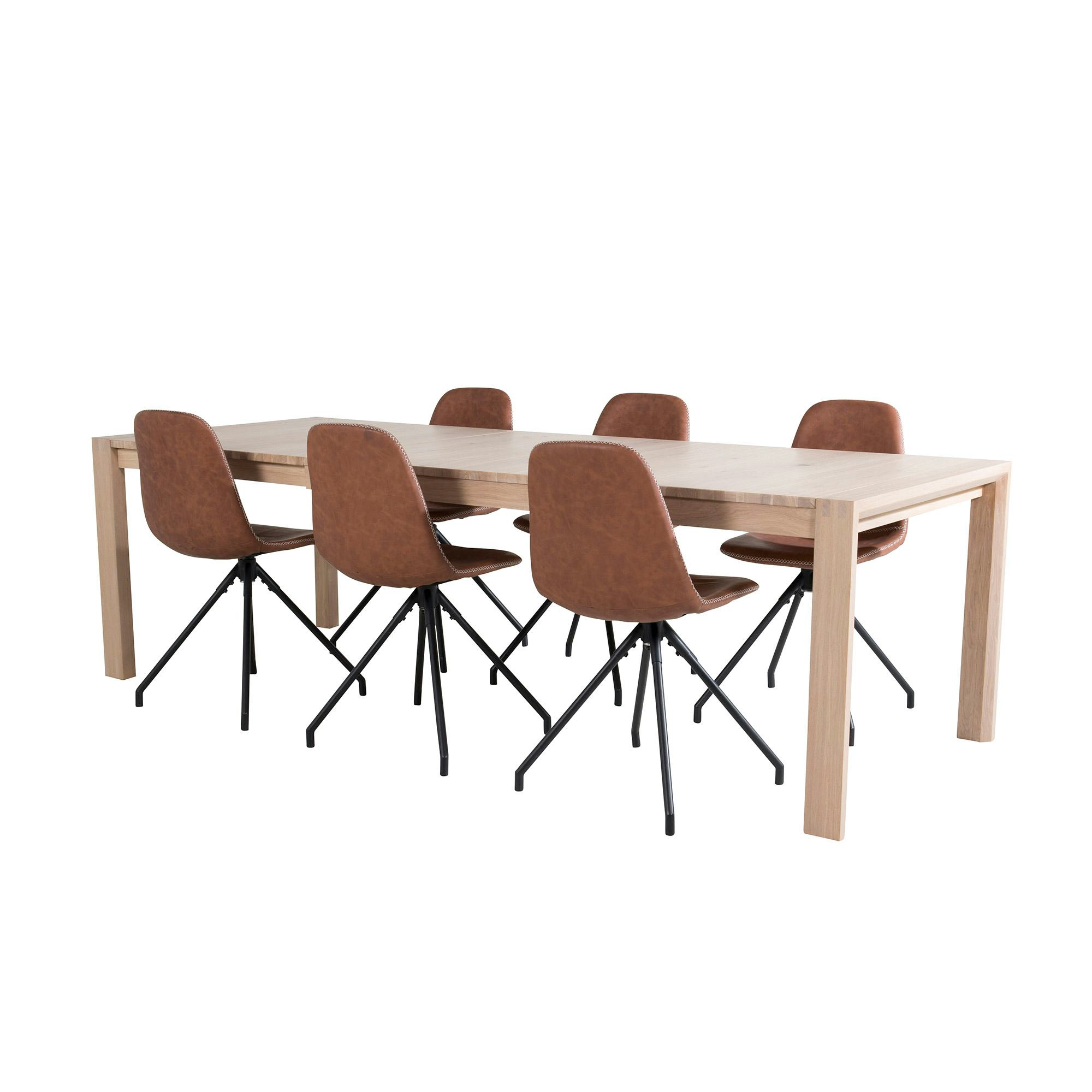 Matgrupp Venture Home Shy med 6 Pobbie Stolar Konstläder