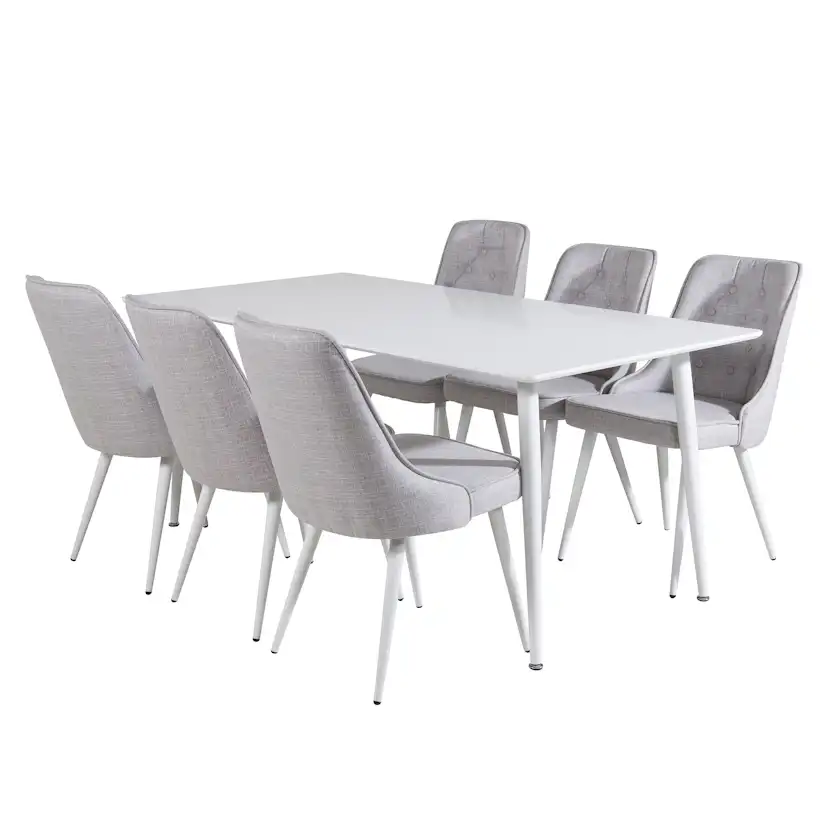 Matgrupp Venture Home Pobbie med 6 Vera Stolar Vita Ben