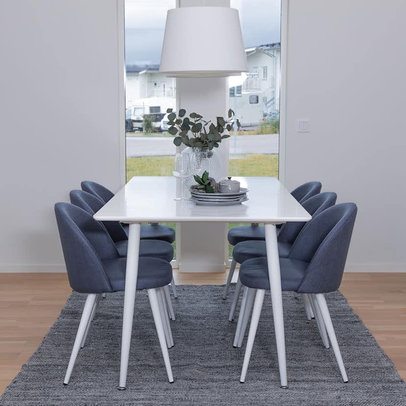 Matgrupp Venture Home Polar med 6 Velvet stolar