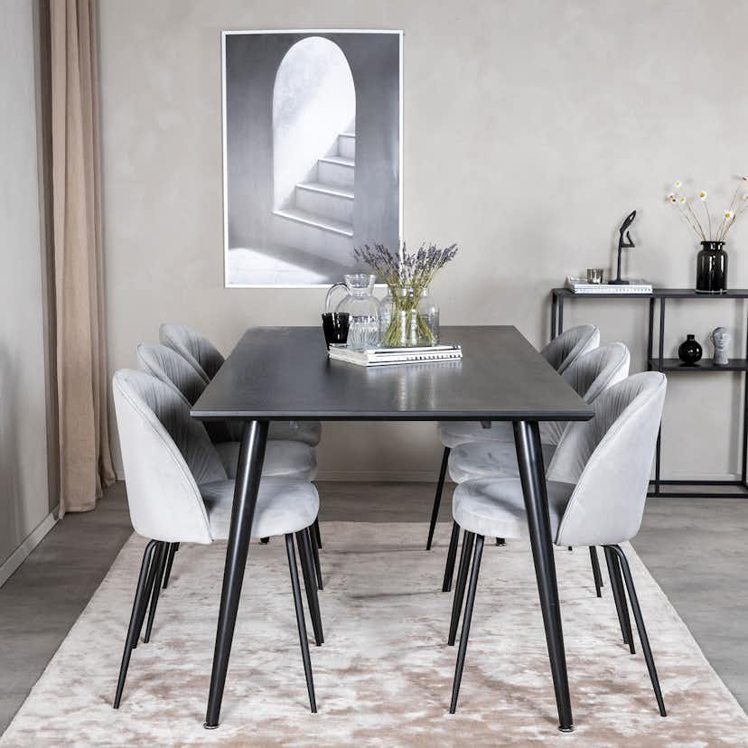 Matgrupp Venture Home Dipp med 6 Wrinkles stolar