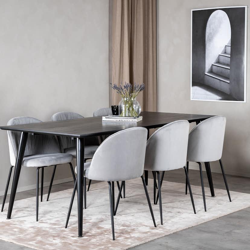 Matgrupp Venture Home Dipp med 6 Wrinkles stolar