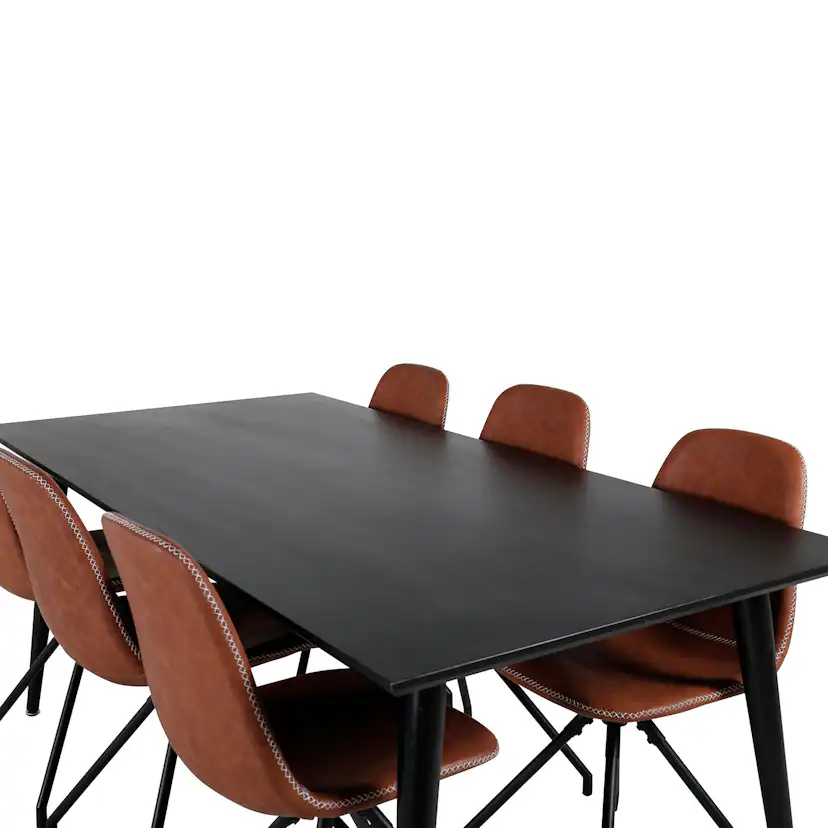 Matgrupp Venture Home Dipp Fyrkantigt Matbord 180 cm & 6 Polar Spin Stolar