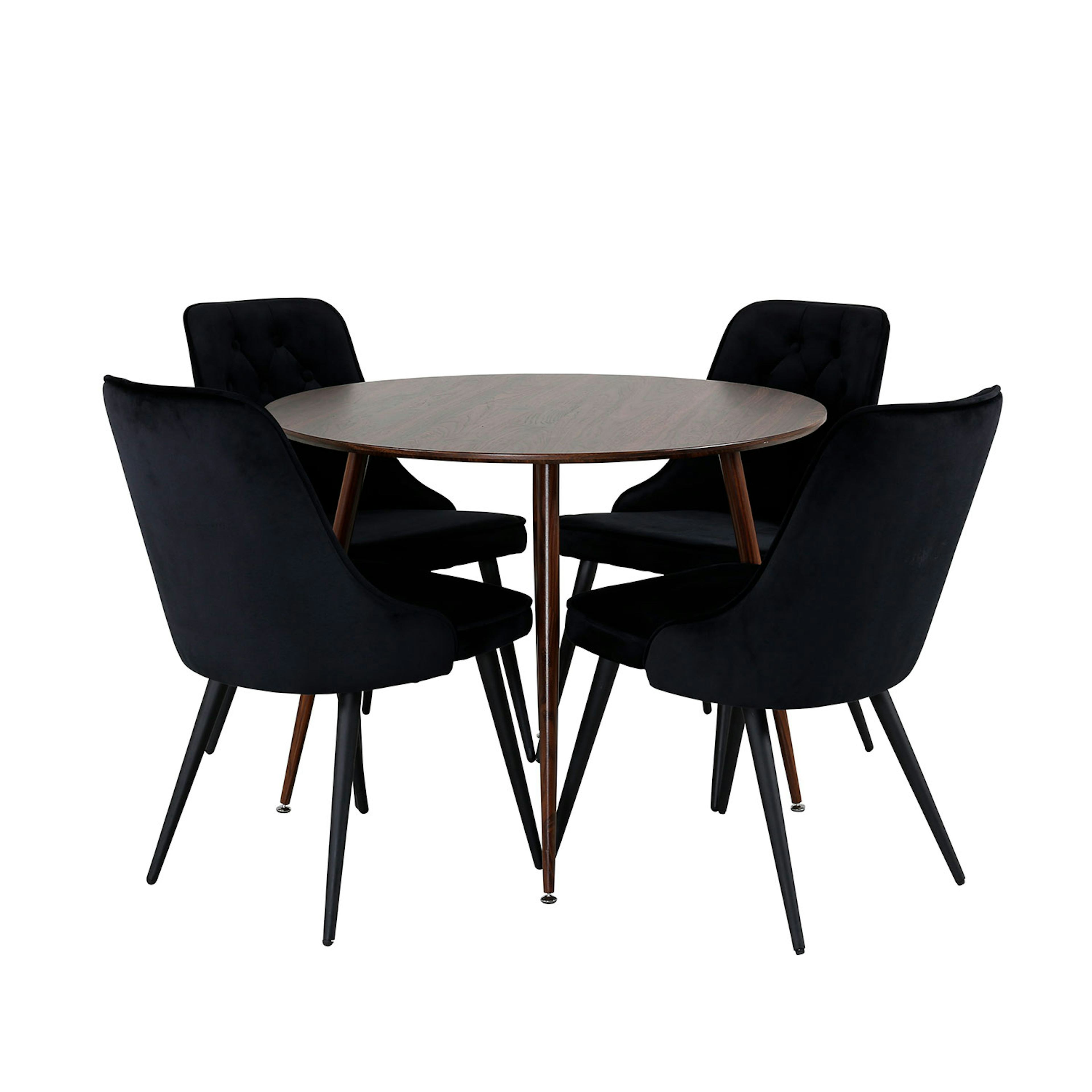 Matgrupp Venture Home Plaza med 4 Velvet Deluxe stolar